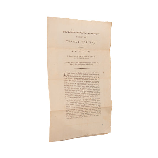 1795 ABOLITION OF SLAVERY. An Encouragement in Abolitionist Cause in Light of Current Setbacks.
