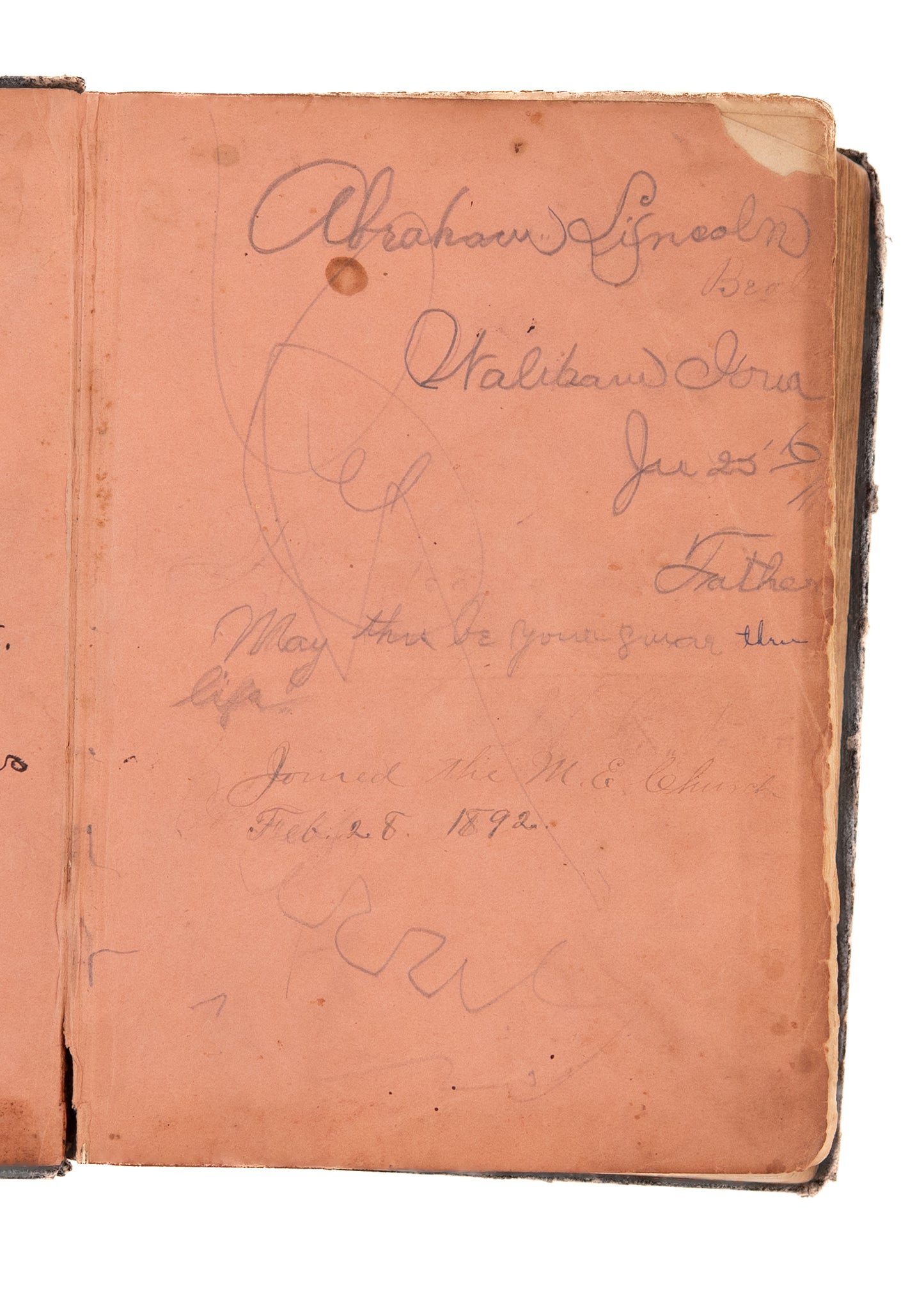 1870 "ABRAHAM LINCOLN". Bible Gifted to a Young "Abraham Lincoln" Beal, Born in 1865.