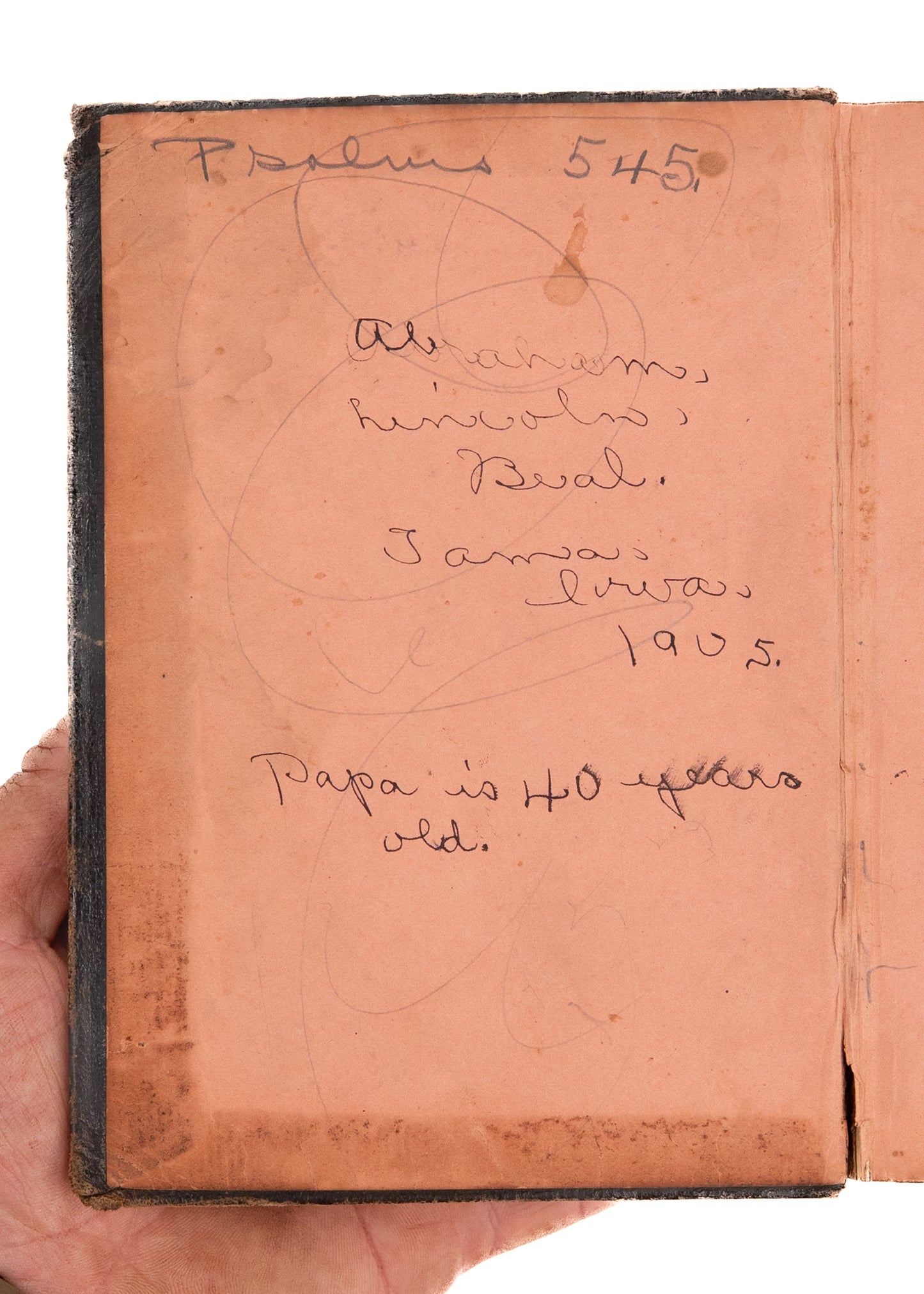 1870 "ABRAHAM LINCOLN". Bible Gifted to a Young "Abraham Lincoln" Beal, Born in 1865.