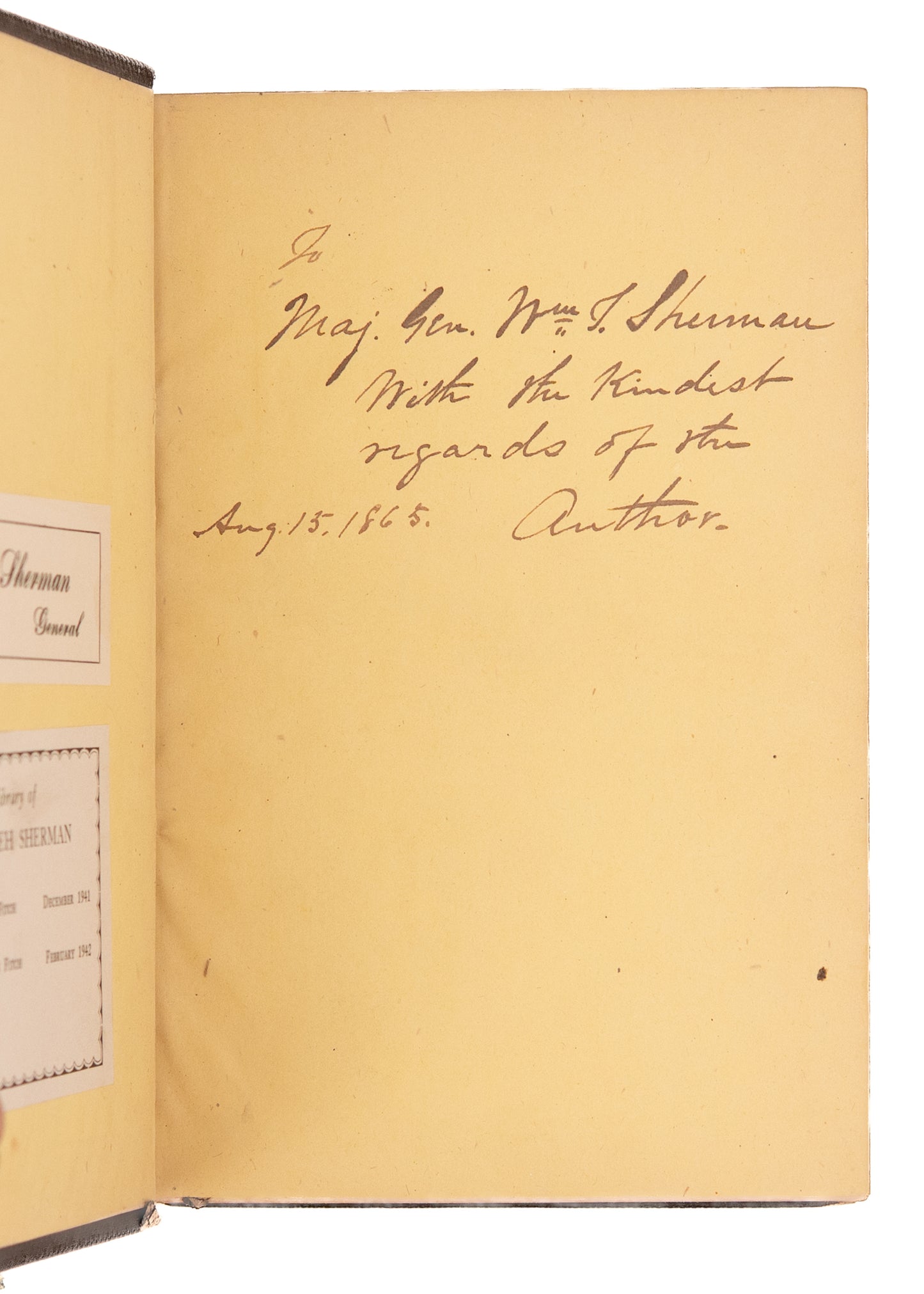 1865 WILLIAM TECUMSEH SHERMAN. HIs Personal Copy of Earliest Full Biography after Civil War.