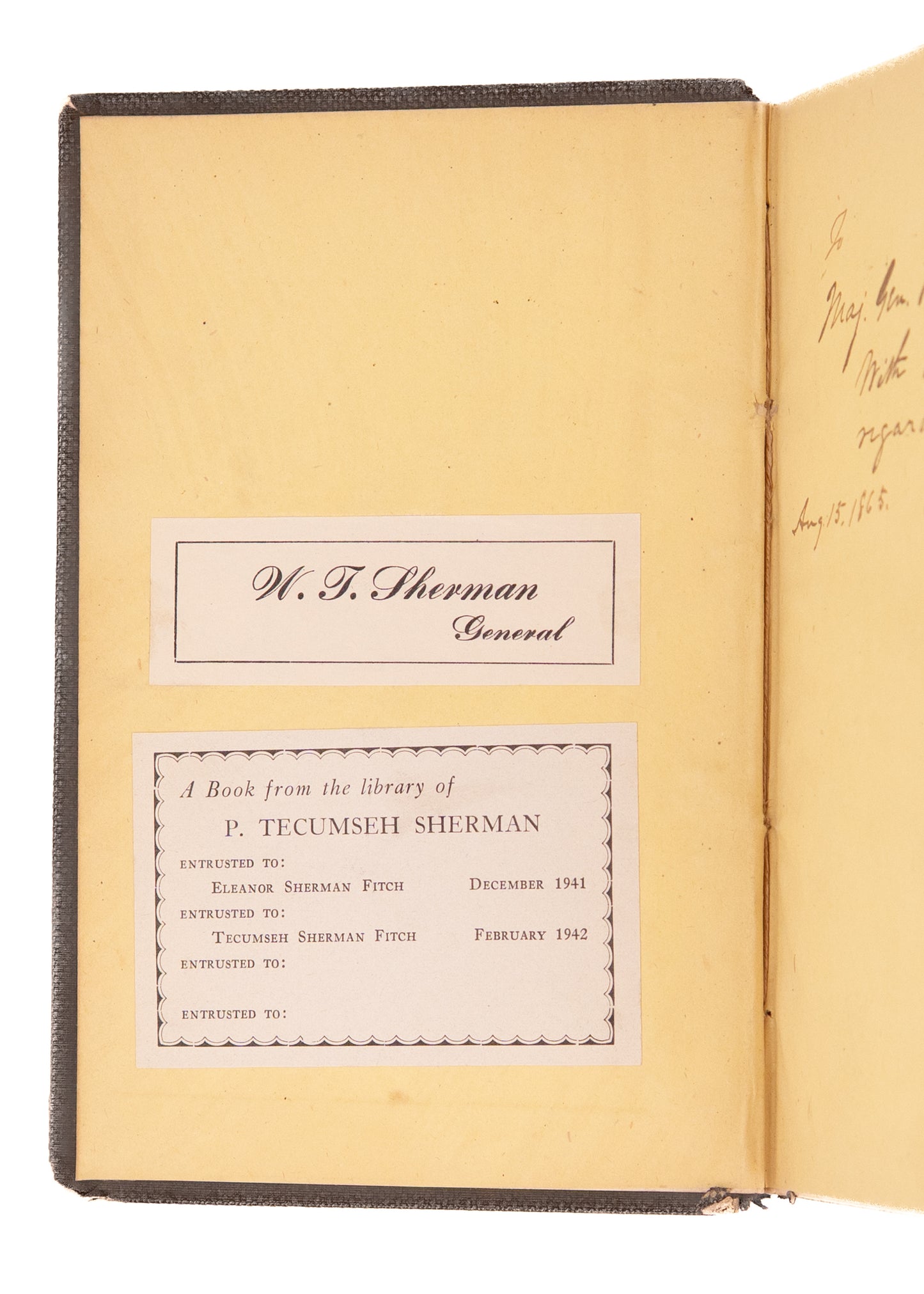 1865 WILLIAM TECUMSEH SHERMAN. HIs Personal Copy of Earliest Full Biography after Civil War.
