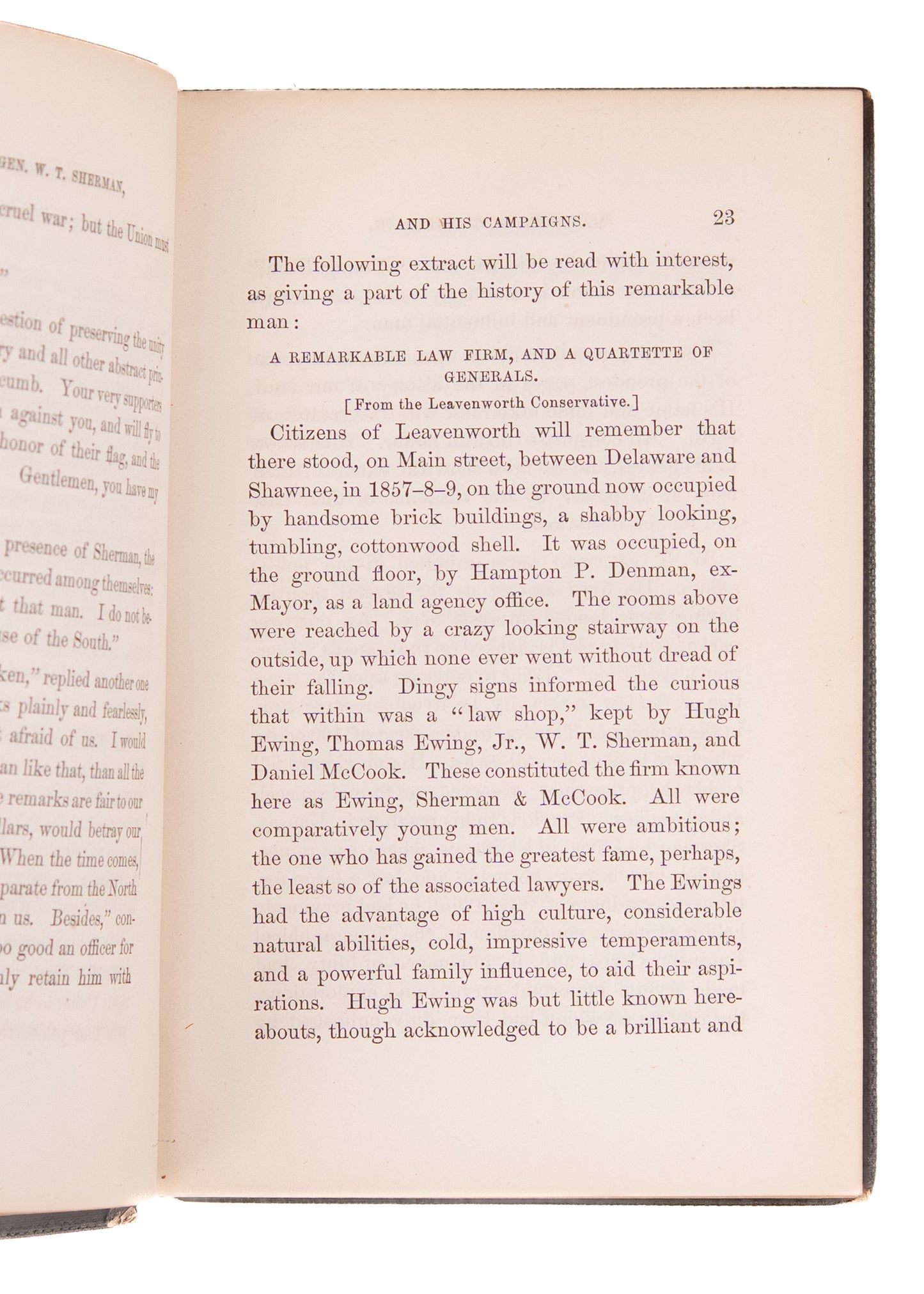 1865 WILLIAM TECUMSEH SHERMAN. HIs Personal Copy of Earliest Full Biography after Civil War.