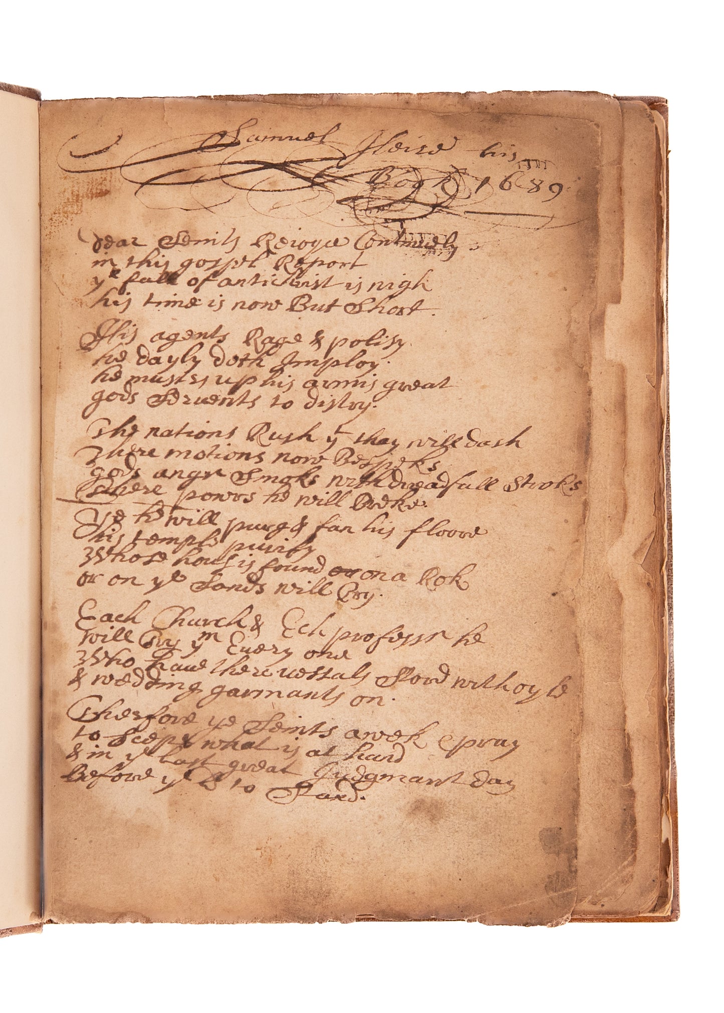 1677 JEREMIAH BURROUGHS. Christian Contentment with Unpublished American Puritan MSs Poem.