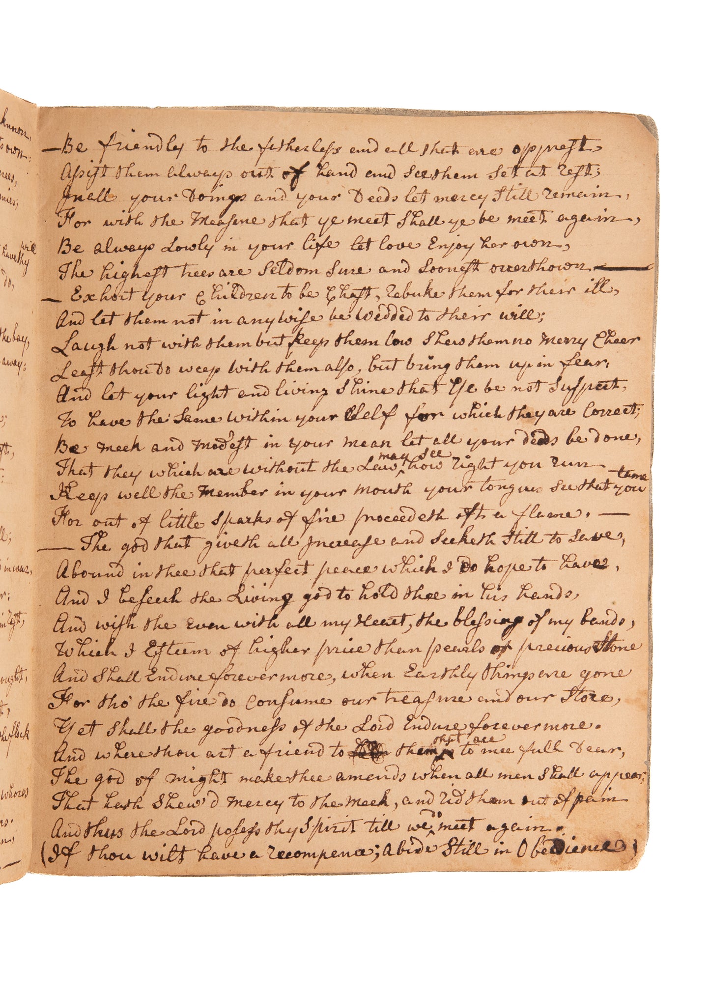 1775 QUAKER MSs. Fine 17pp Commonplace Addressing Outbreak of American Revolution.