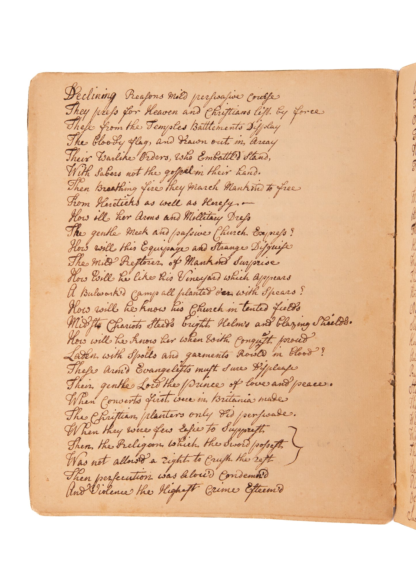 1775 QUAKER MSs. Fine 17pp Commonplace Addressing Outbreak of American Revolution.