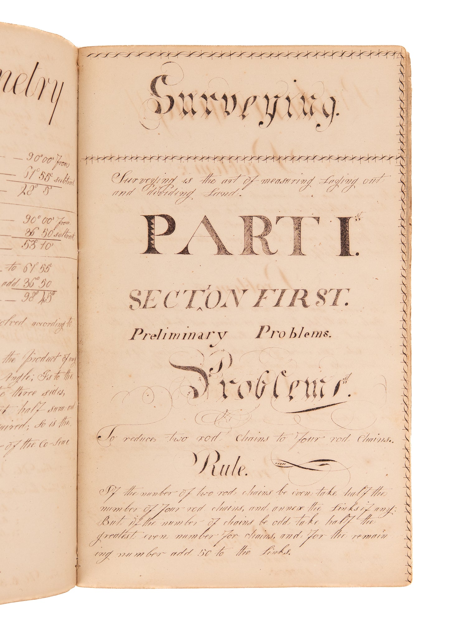 c.1790's SURVEYING MSS. 70pp Manuscript on Surveying Methods by Revolutionary War Veteratn