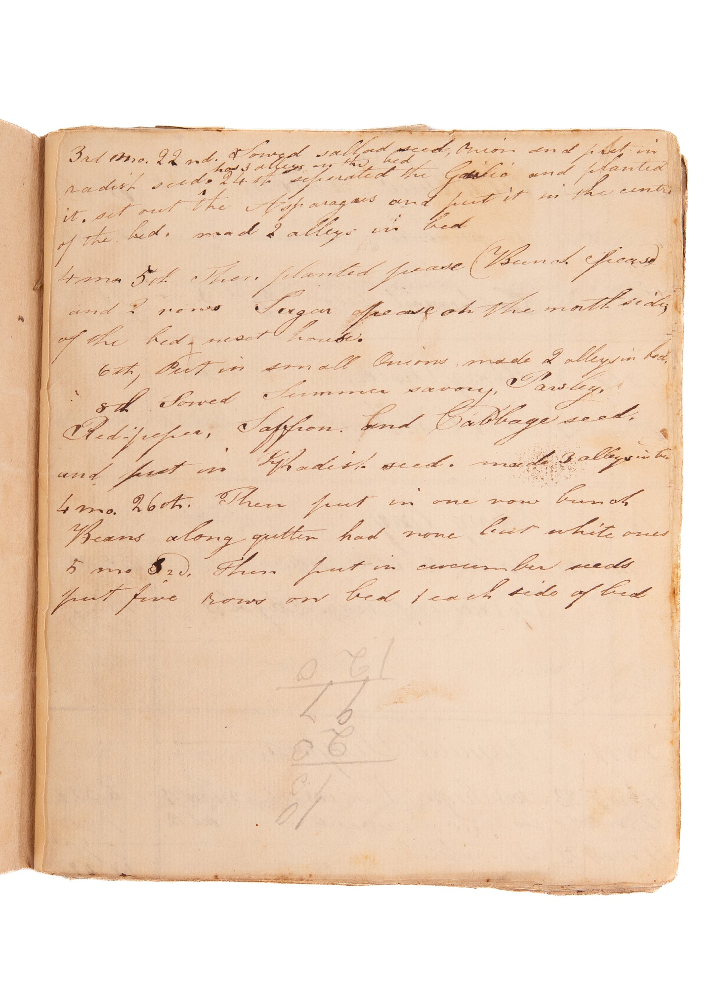 1809 GARDEN & RECIPE MSs. Pennsylvania Recipes for Bread Pudding, Custard, Sugar Cake, etc.