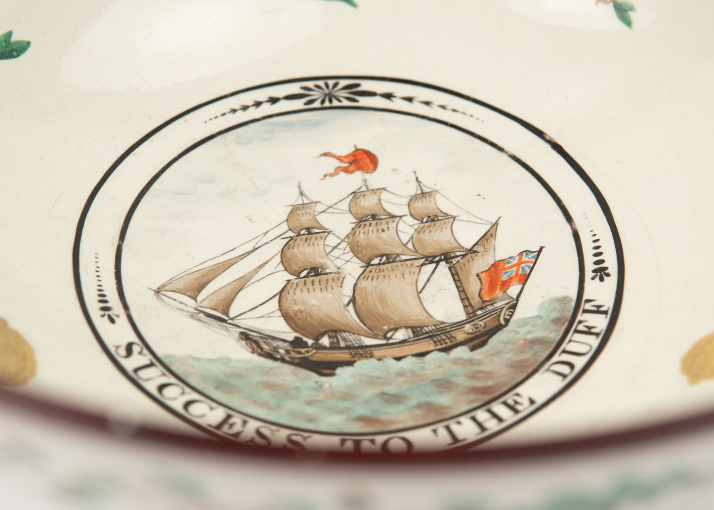 1794 MISSIONARY SHIP DUFF. Significant Hand-Painted Staffordshire Inaugurating the Duff.