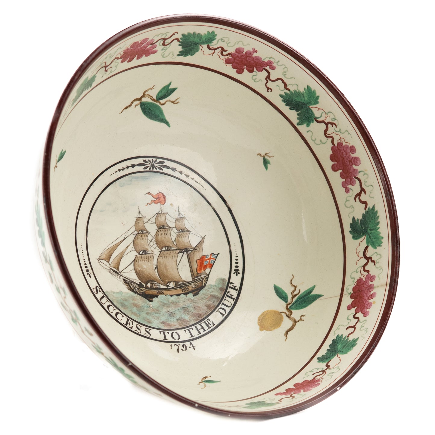 1794 MISSIONARY SHIP DUFF. Significant Hand-Painted Staffordshire Inaugurating the Duff.