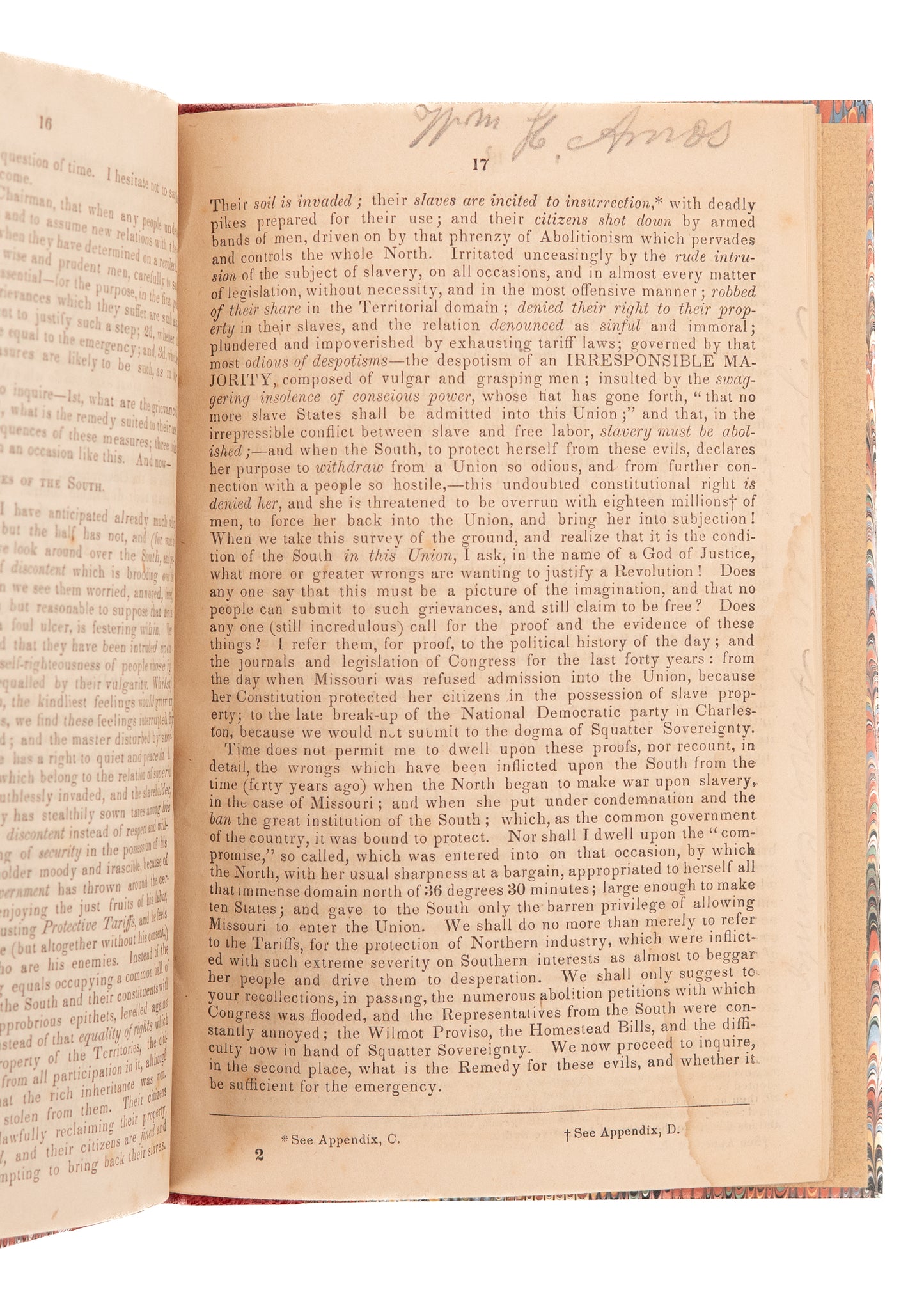 1860 CHARLESTON SLAVERY. A Tract Calling Southern Men to Prepare for War Over States Rights.