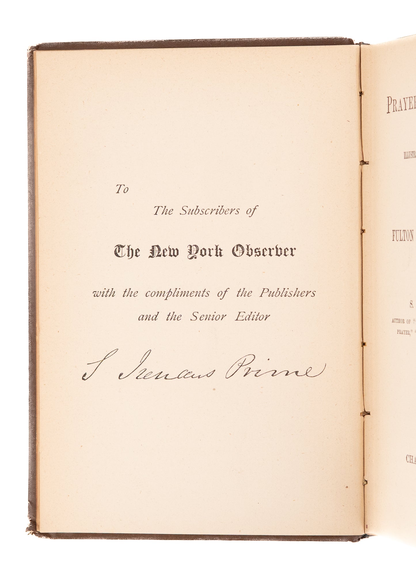 1882 S. IRENAEUS PRIME. Fulton Street Prayer Revival of 1857. Prayer and Its Answer.