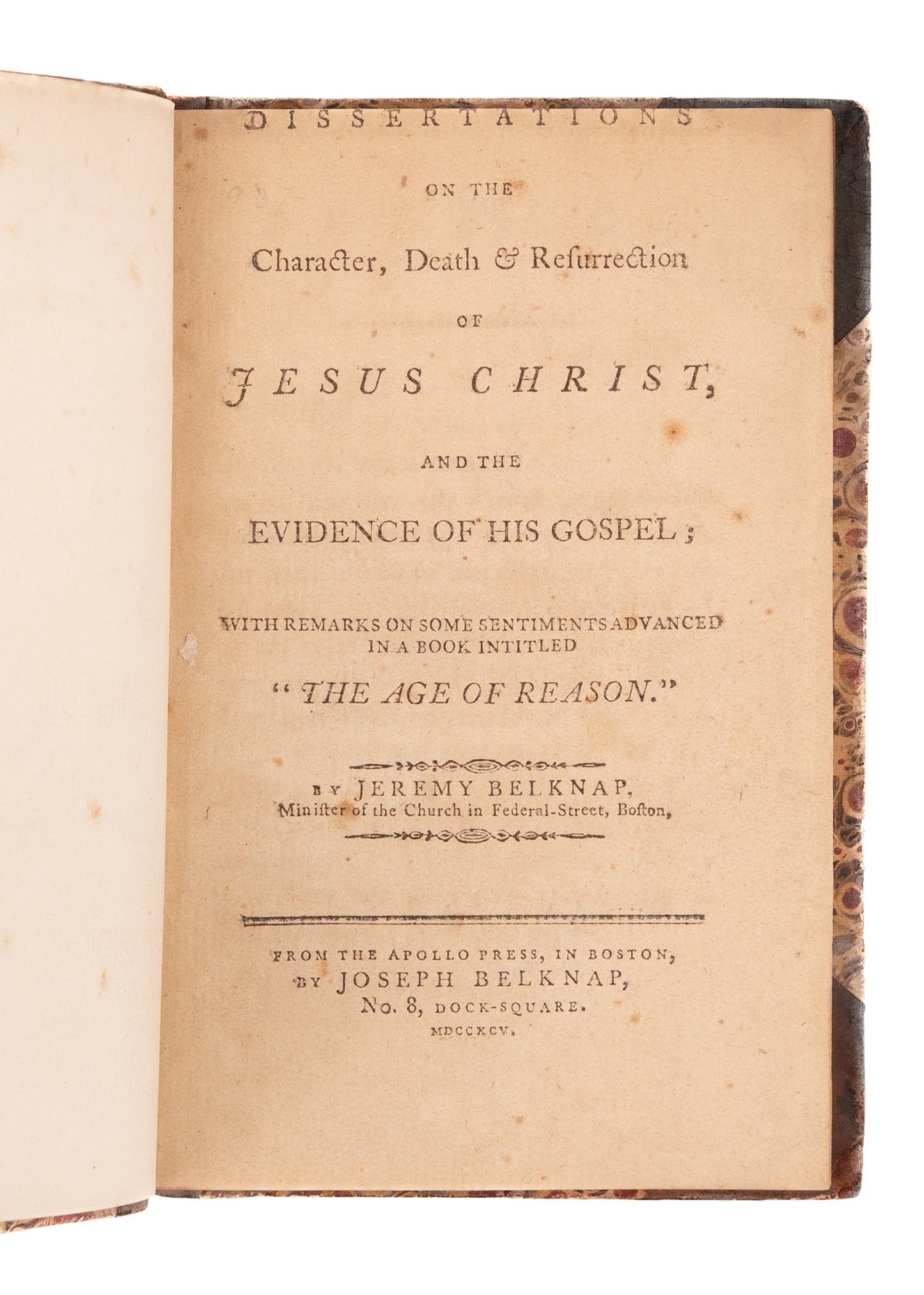 1795 JEREMY BELKNAP. The Character, Death, & Resurrection of Jesus - Contra Thomas Paine