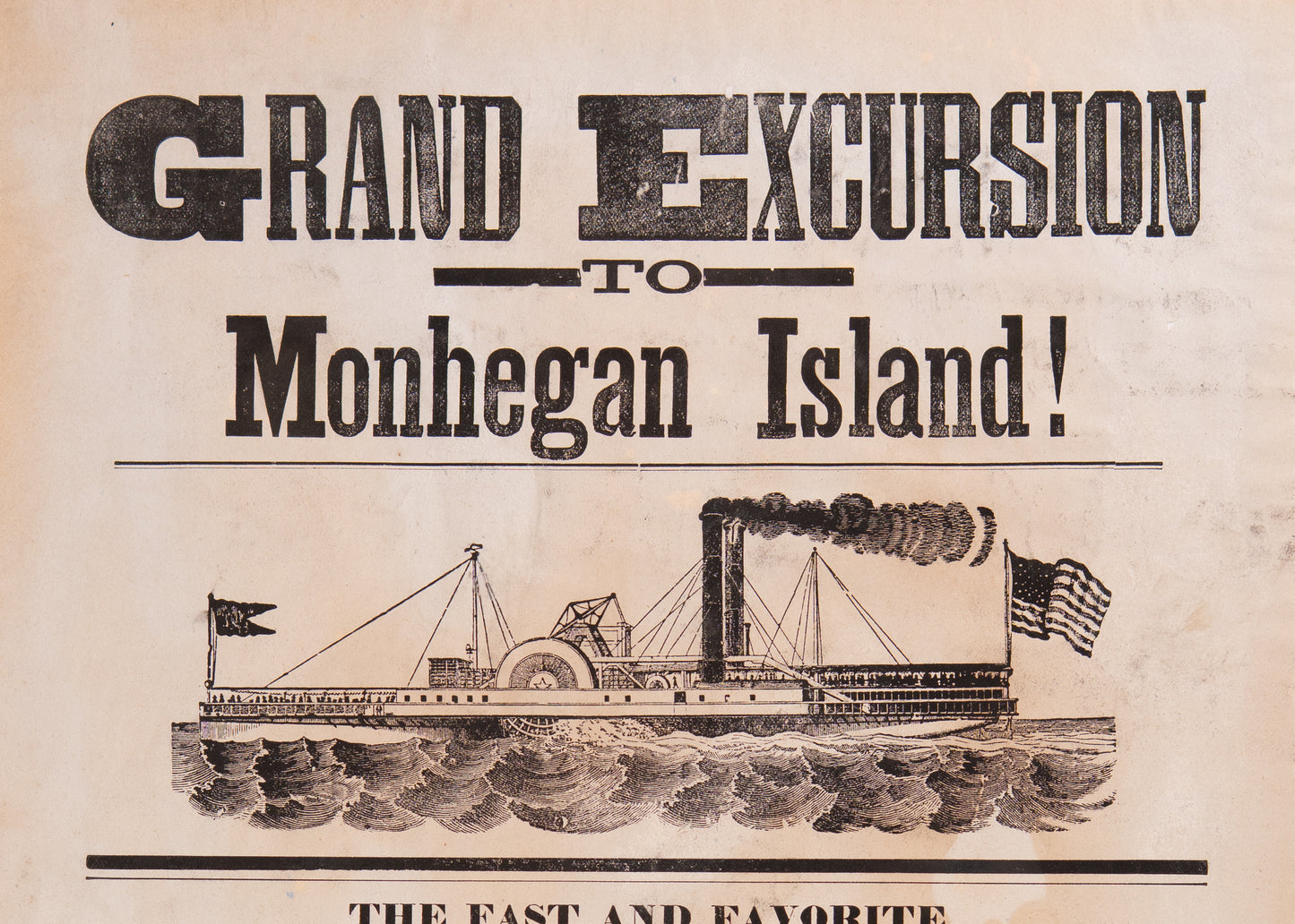 1881 MONHEGAN ISLAND. Rare Steamboat Broadside for Maine Pleasure Seekers and Antiquarians.