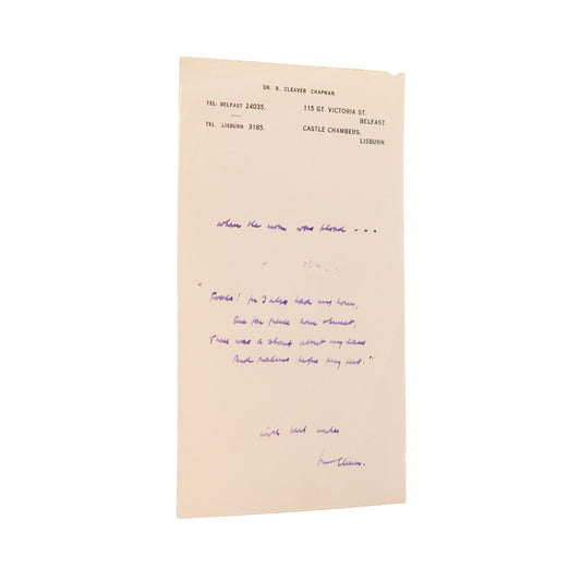 1901 R. C. CHAPMAN. 98 Year Old Chapman Quotes then Unknown G. K. Chesterton's "The Donkey"