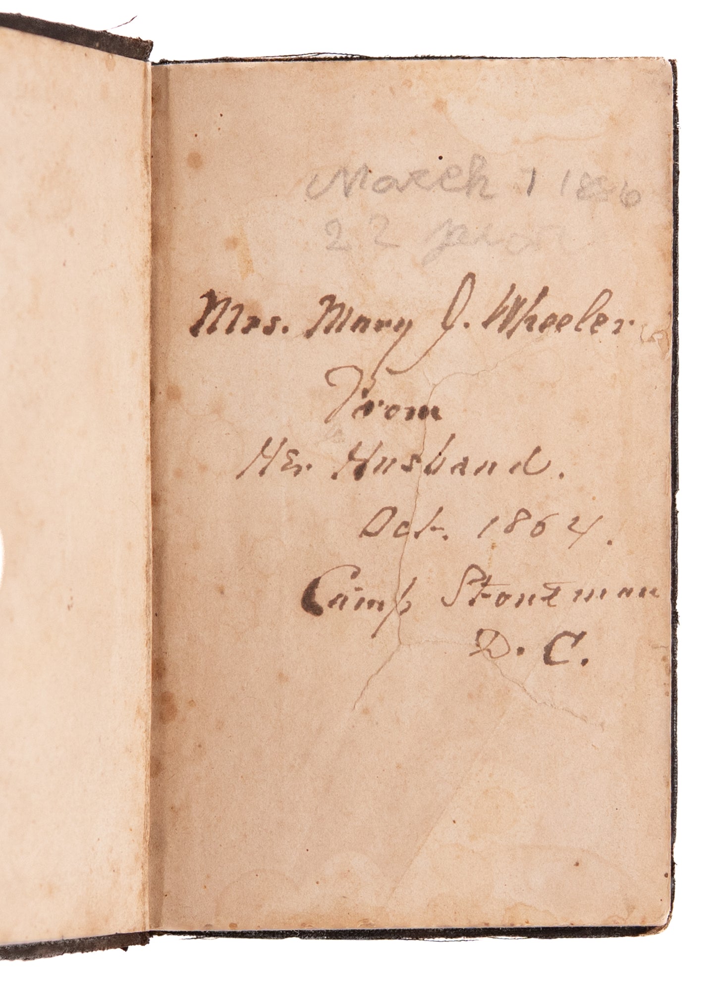 1864 CIVIL WAR - CAMP STONEMAN. Gifted to a Soldier's Wife Before His Departure for Battle.