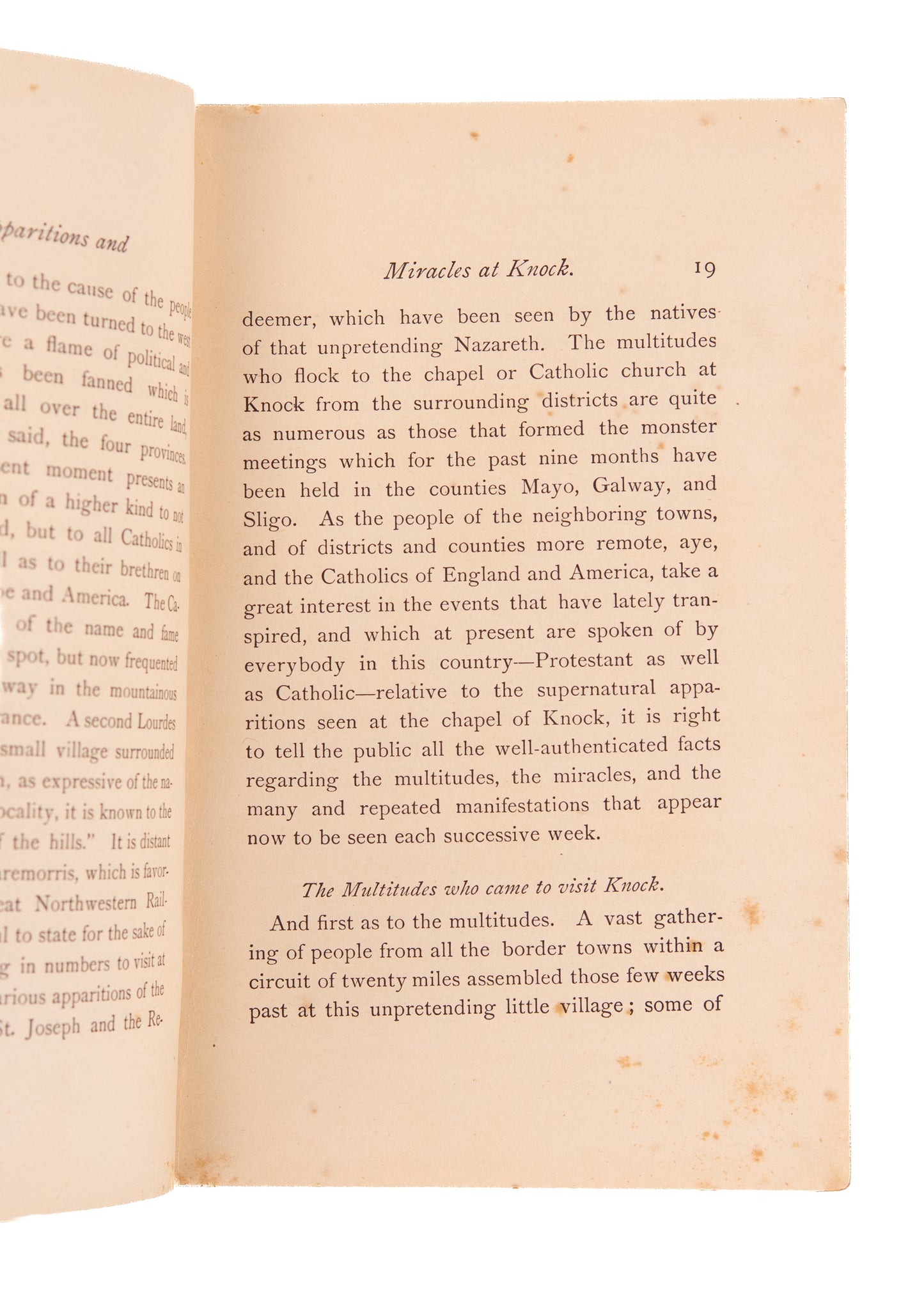 1880 APPARITIONS & MIRACLES. Apparitions and Miracles at Knock Ireland with Depositions & Eye-Witness Accounts.