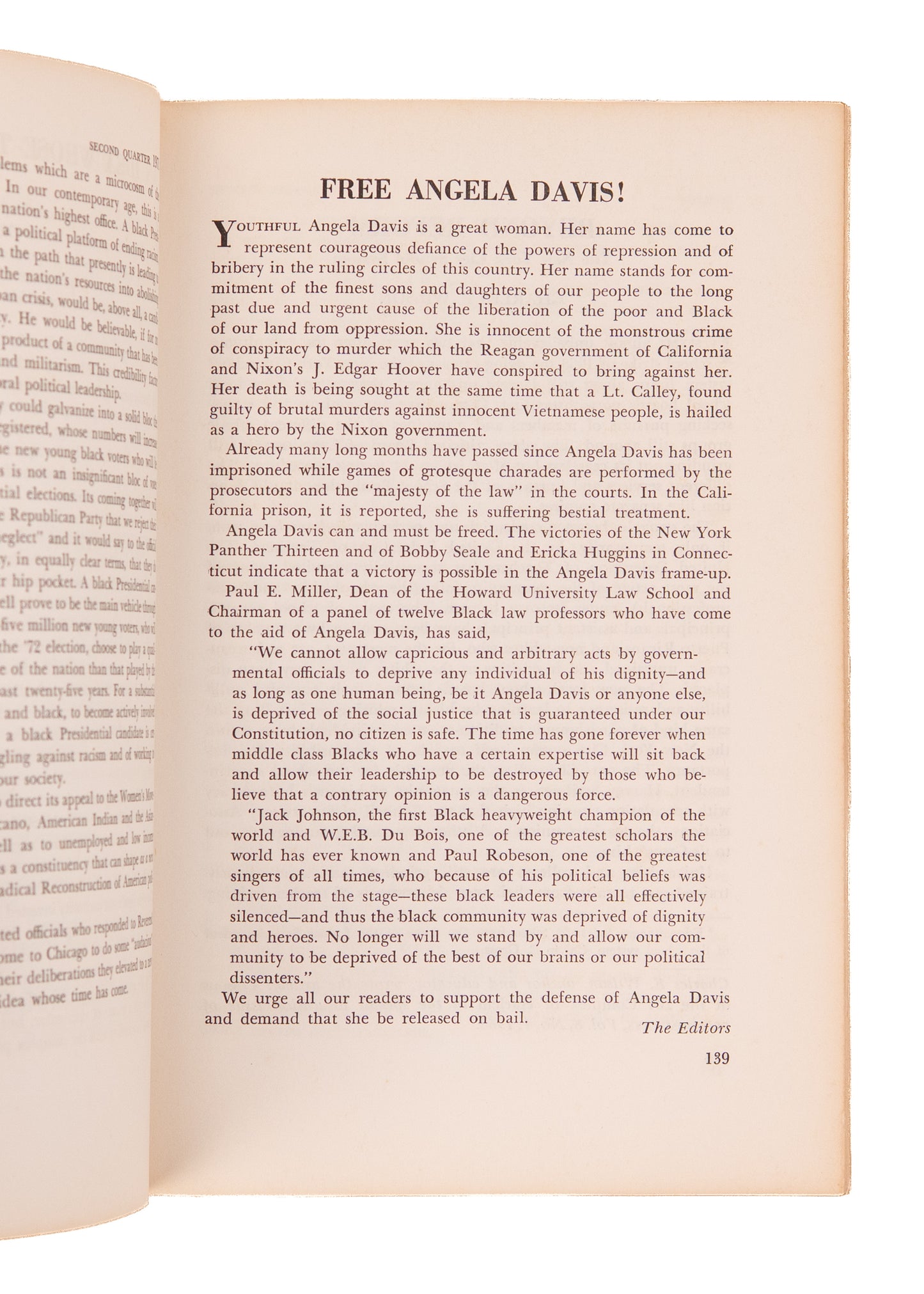 1971 ANGELA DAVIS. Special Issue of Freedomways on Angela Davis Imprisonment, Civil Rights, &c.