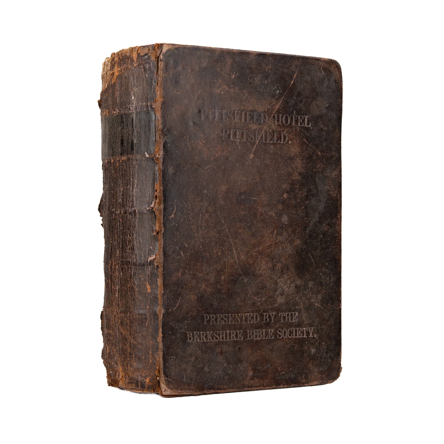 1847 PRE-GIDEON HOTEL BIBLE. Very Rare Berkshire Bible Society Bible for the Pittsfield Hotel.