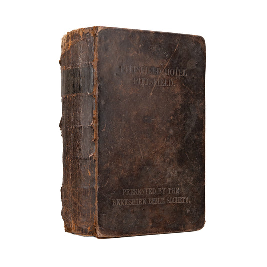 1847 PRE-GIDEON HOTEL BIBLE. Very Rare Berkshire Bible Society Bible for the Pittsfield Hotel.