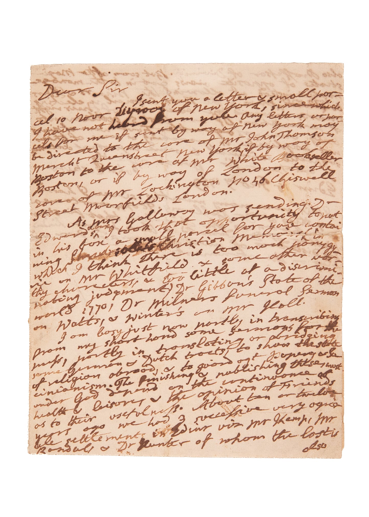 1789 JOHN ERSKINE. Friend of Jonathan Edwards Warns against George Whitefield Veneration &c.