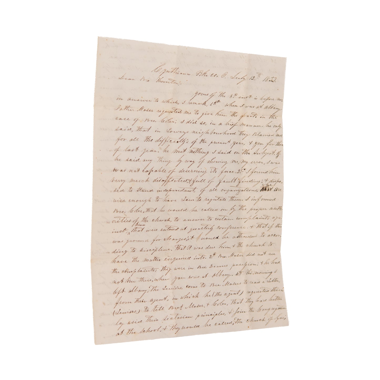 1852 ANTI-SLAVERY METHODISTS. Slavery Compromising Virginia Methodists Threatened with Expulsion.