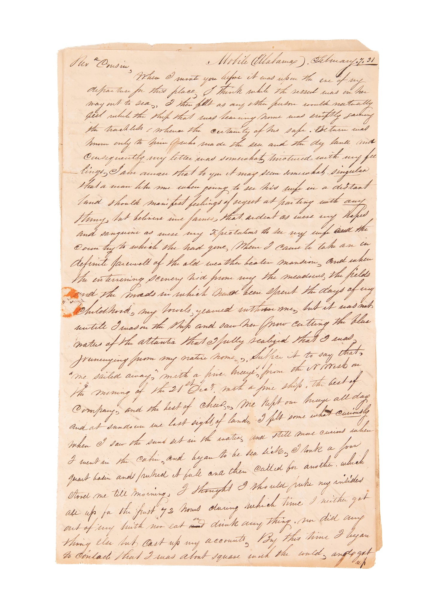 1830-1835 FLORIDA AN INVALIDS PARADISE. Correspondence of a Florida Invalid, Seminole War, Cholera, &c.
