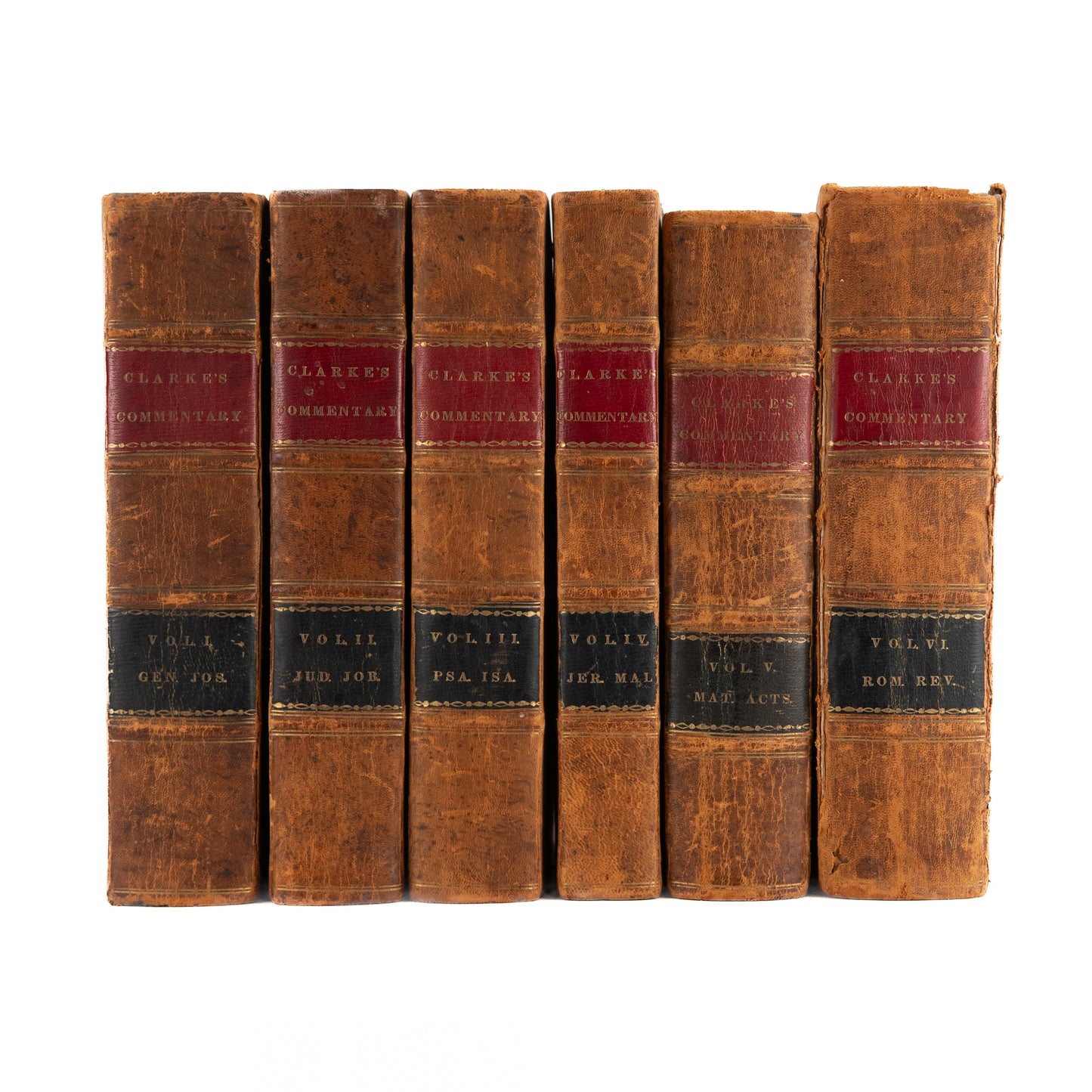 1832 ADAM CLARKE. Methodist Commentary on the Bible, Complete in Six Leather Volumes.