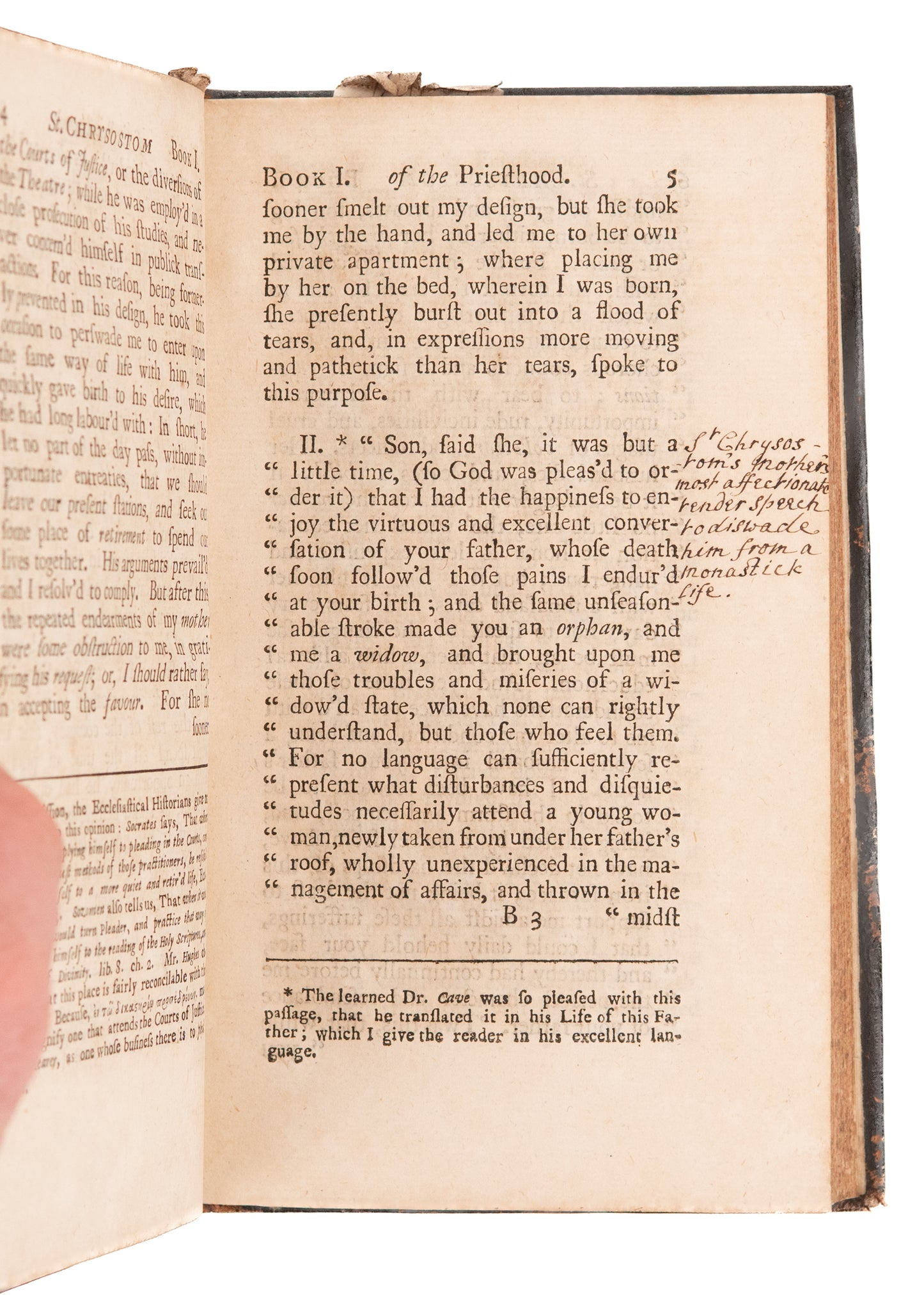 1728 ST. JOHN CHRYSOSTOM. Church Father on Being a Faithful Minister. Superb Period Marginal Notes.