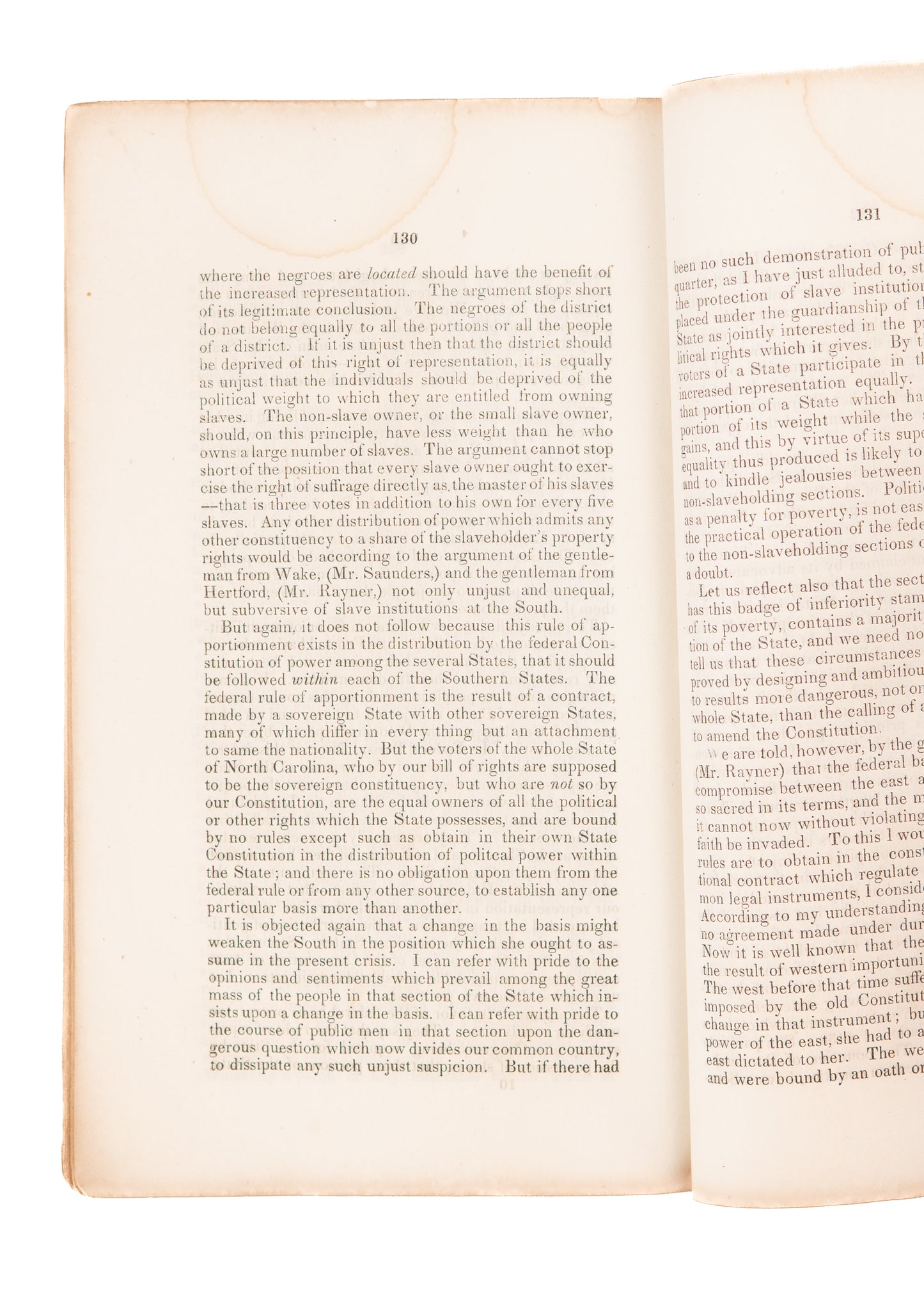 1851 SLAVERY & NORTH CAROLINA. Negroes Taxed, but not Represented? Constitutional Crisis.