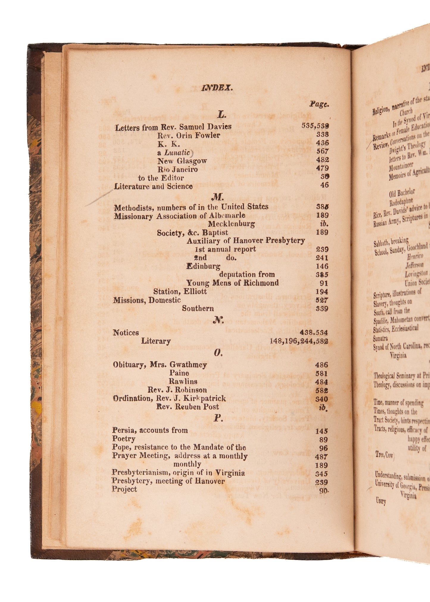 1819 VIRGINIA PRESBYTERIAN MAG. Revivalism, Southern Presbyterians and Slavery, Native Americans.