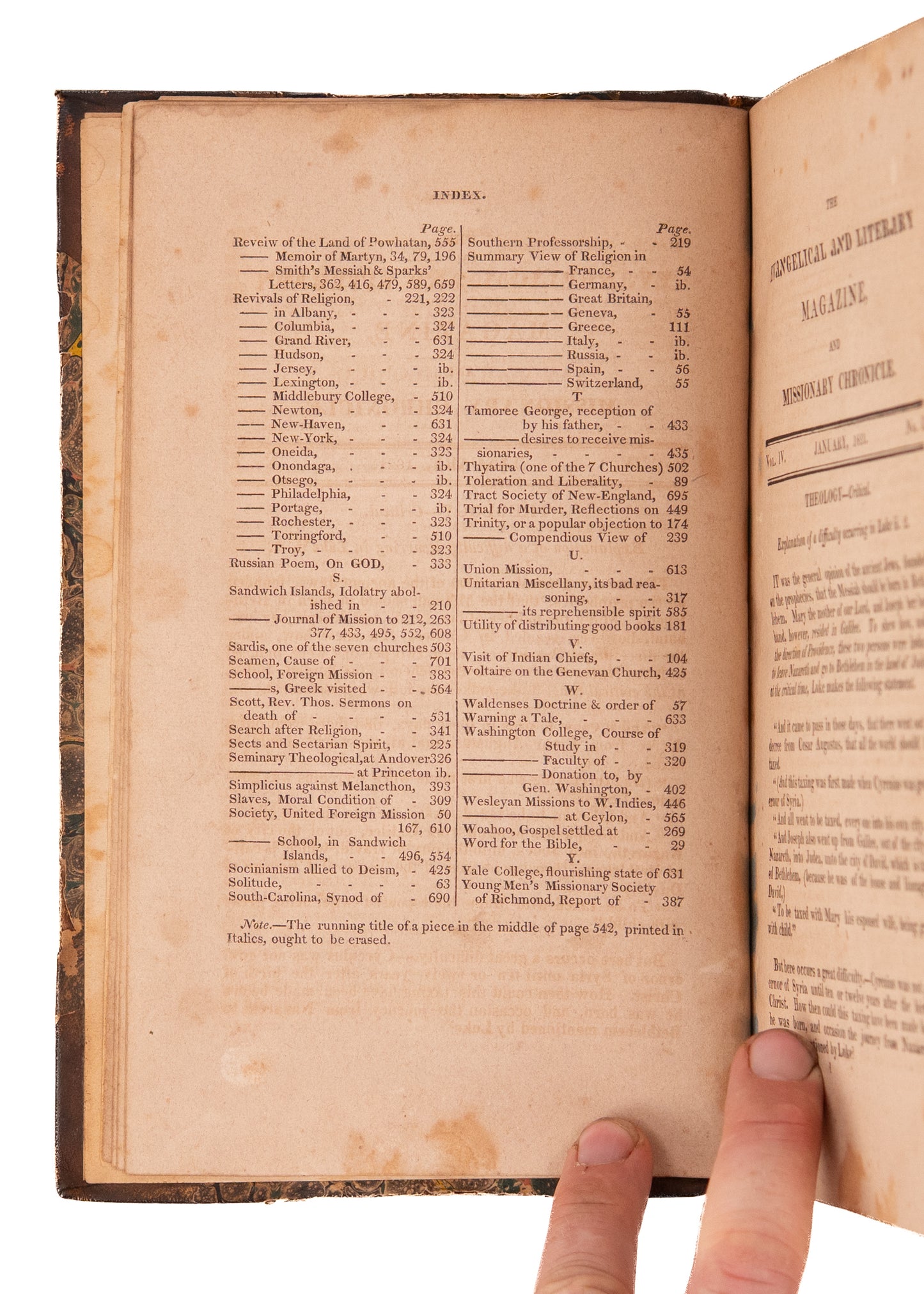 1821 VIRGINIA PRESBYTERIAN MAG. Revivalism, Southern Presbyterians and Slavery, Native Americans.