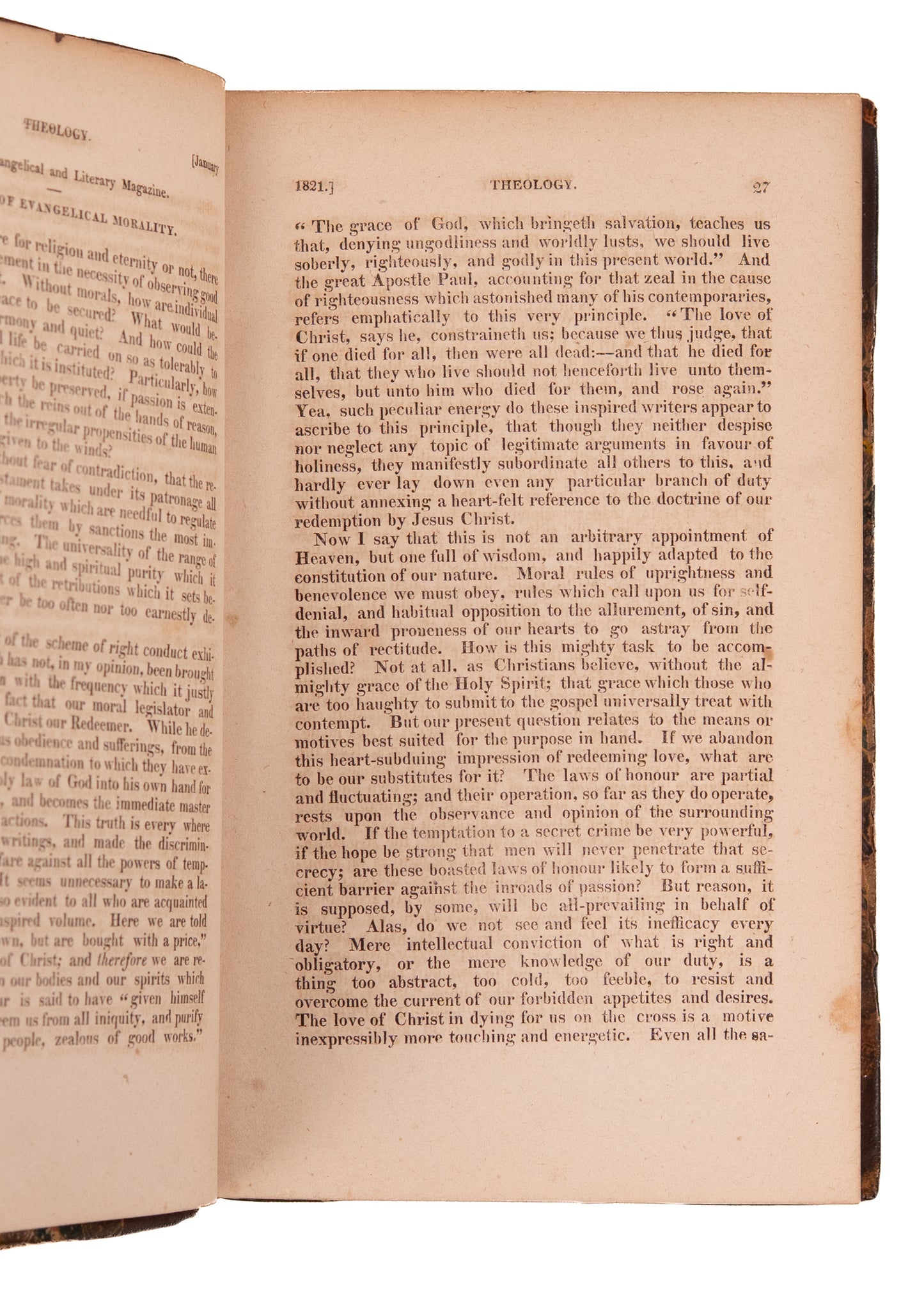 1821 VIRGINIA PRESBYTERIAN MAG. Revivalism, Southern Presbyterians and Slavery, Native Americans.