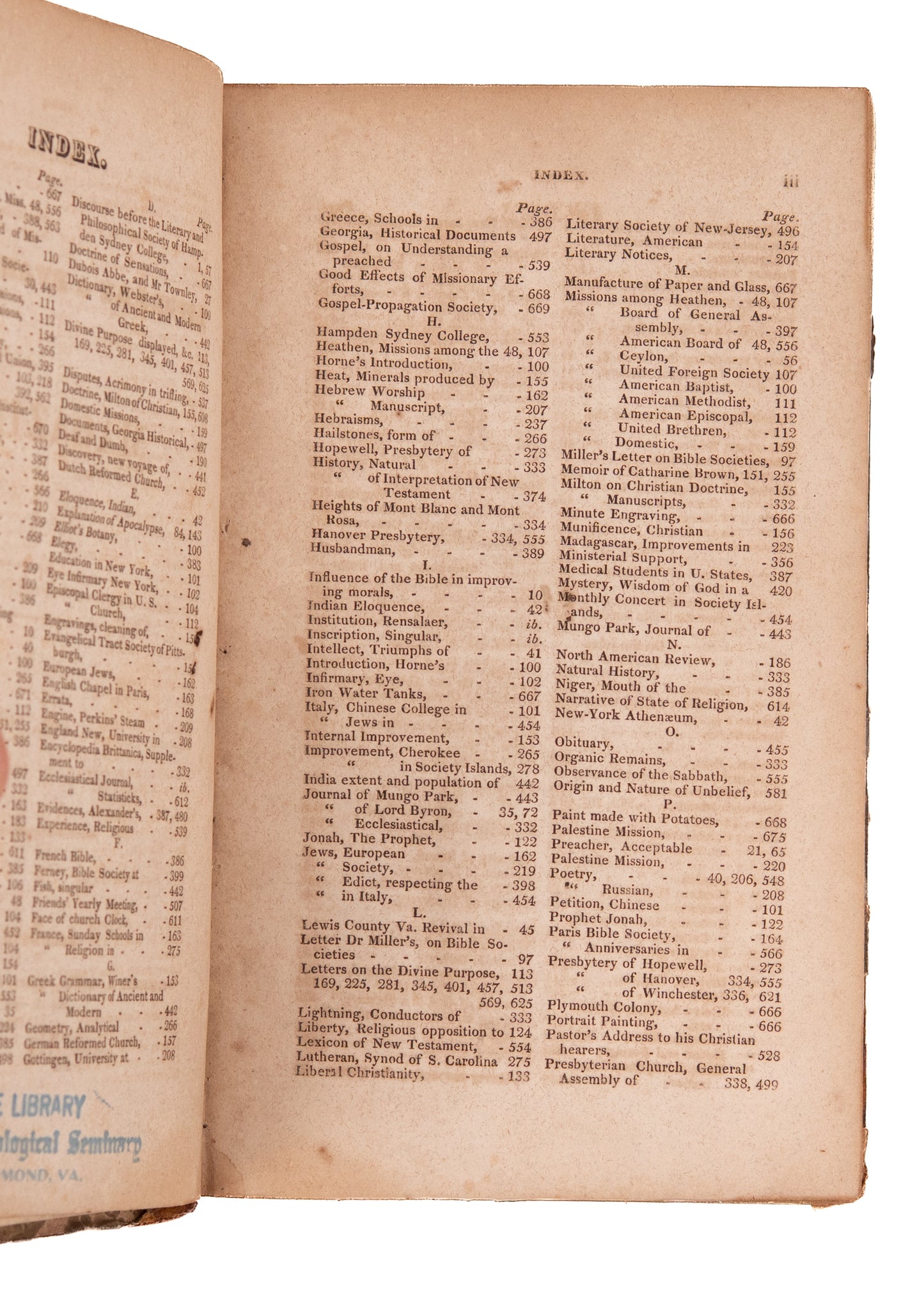 1825 VIRGINIA PRESBYTERIAN MAG. Revivalism, Southern Presbyterians and Slavery, Native Americans.