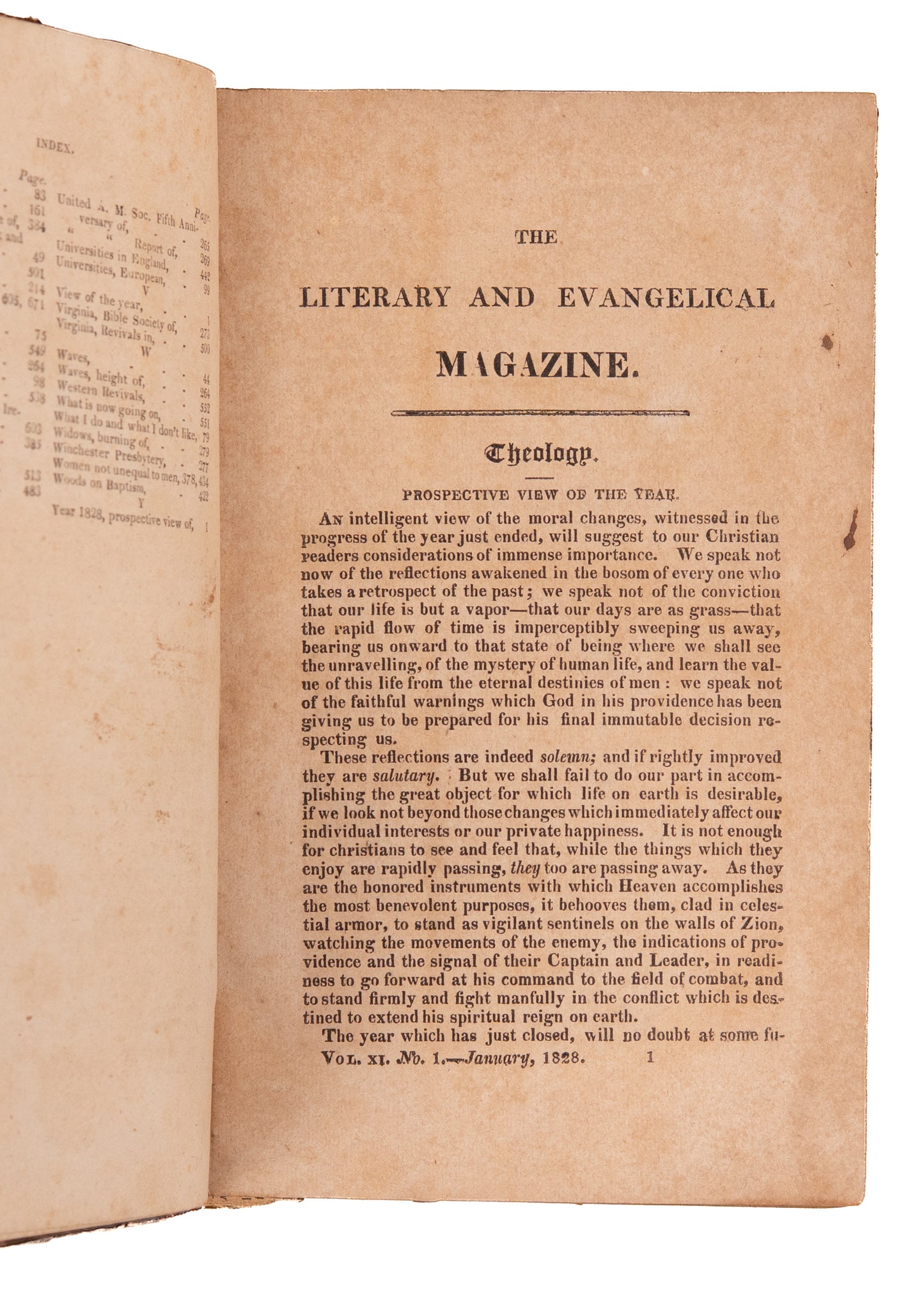 1828 VIRGINIA PRESBYTERIAN MAG. Revivalism, Southern Presbyterians and Slavery, Native Americans.