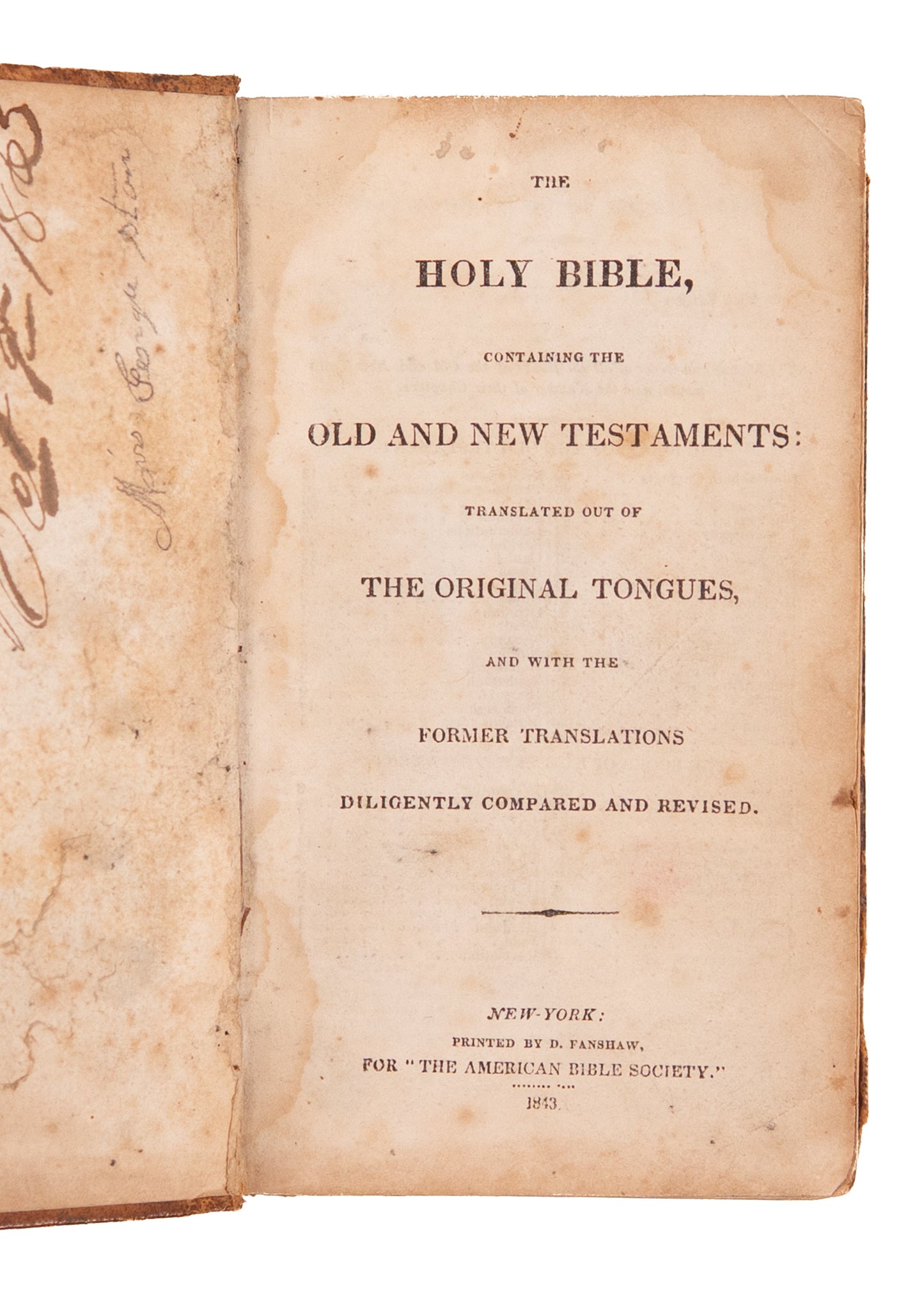 1863 CIVIL WAR BIBLE. Bible Belonging to the Quartermaster of the Wisconsin 30th Infantry. Excellent.