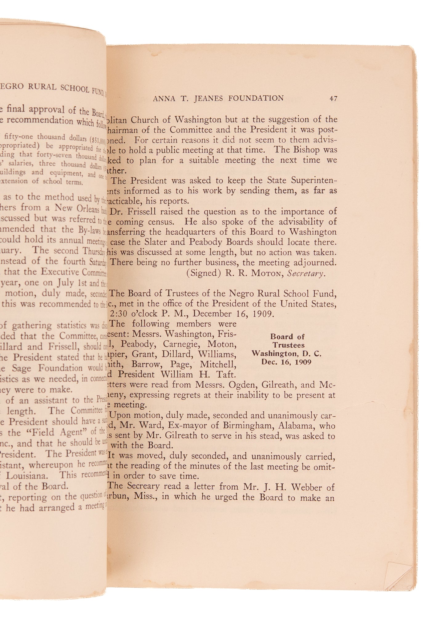 1933 BOOKER T WASHINGTON &c. The Negro Rural School Fund. Record of Its History and Activities. Rare.