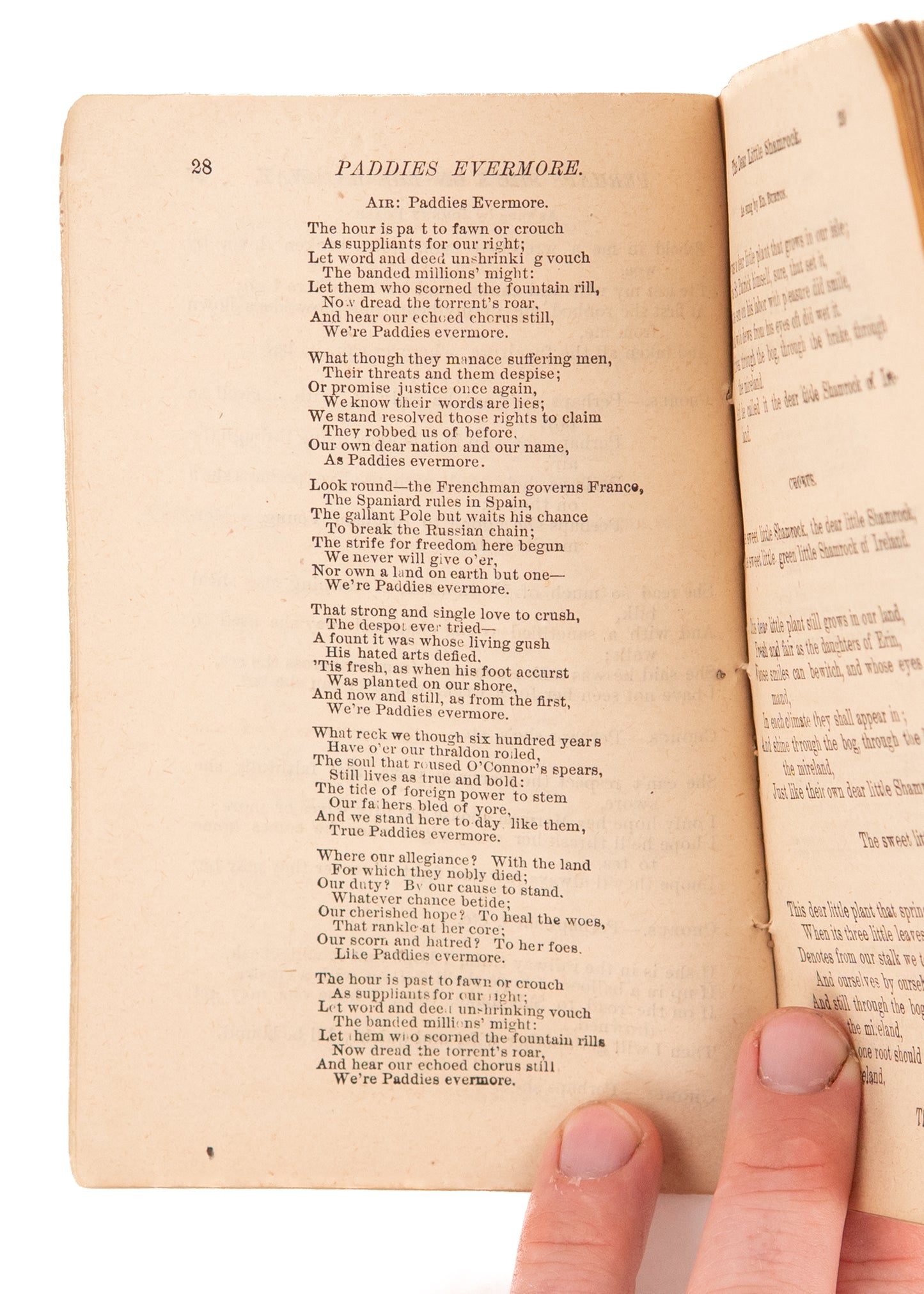 1875 JOHNNY ROACH'S SONGSTER. Rare Songster with Immigrant, Temperance, & Mormon Songs.