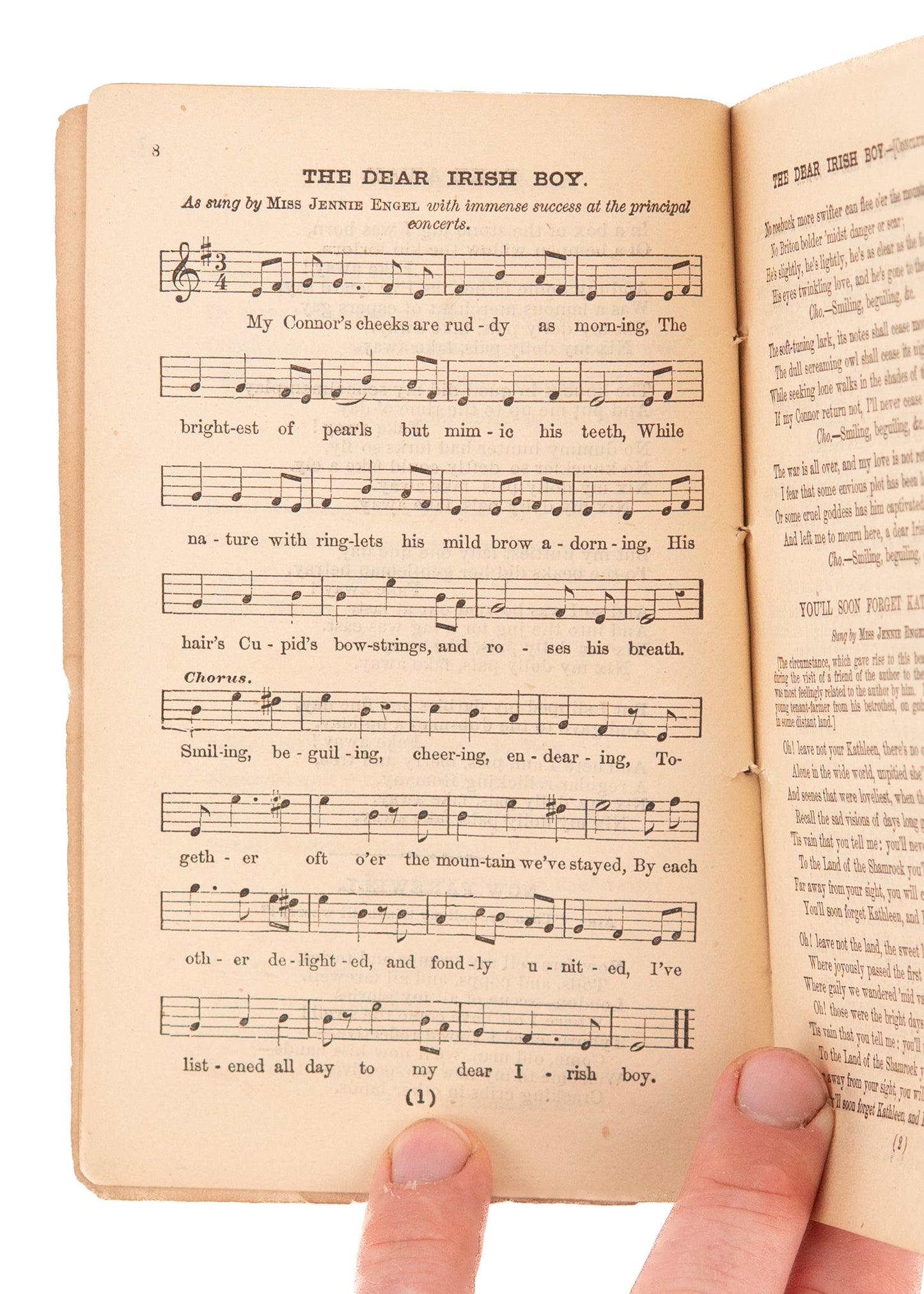 1873 JENNIE ENGEL'S SONGSTER. Immigrant, Romance, and Bawdy Songs. Rare.