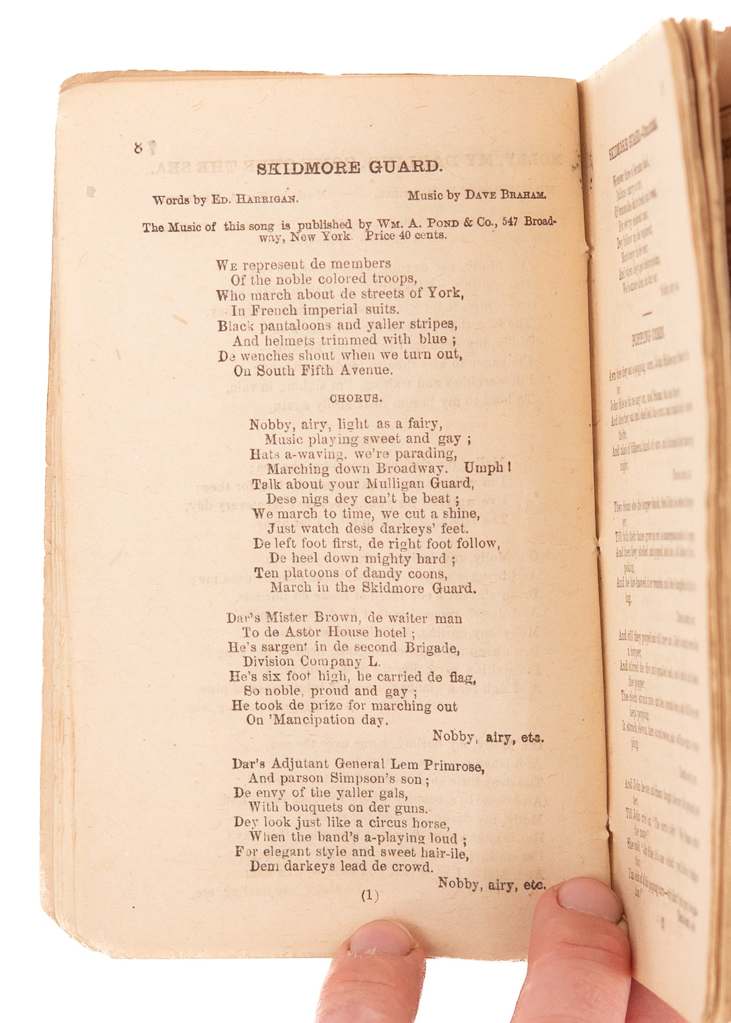 1875 THERE'S MILLIONS IN IT. Rare Songster Including "Colored Troops," Hawaii, and N***er Tunes.