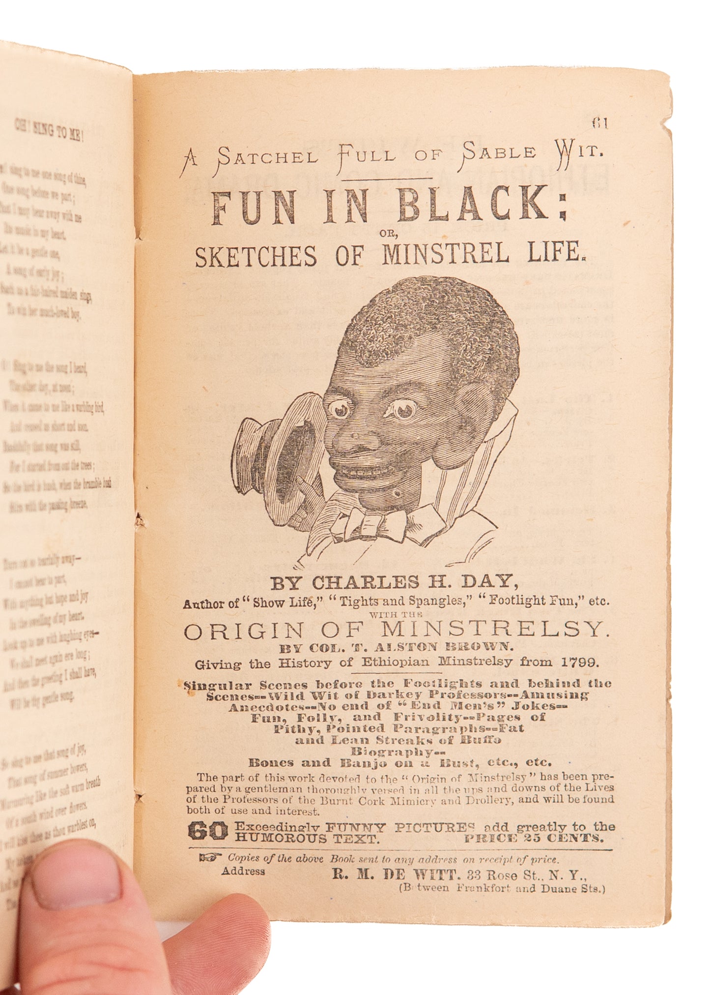 1875 THERE'S MILLIONS IN IT. Rare Songster Including "Colored Troops," Hawaii, and N***er Tunes.