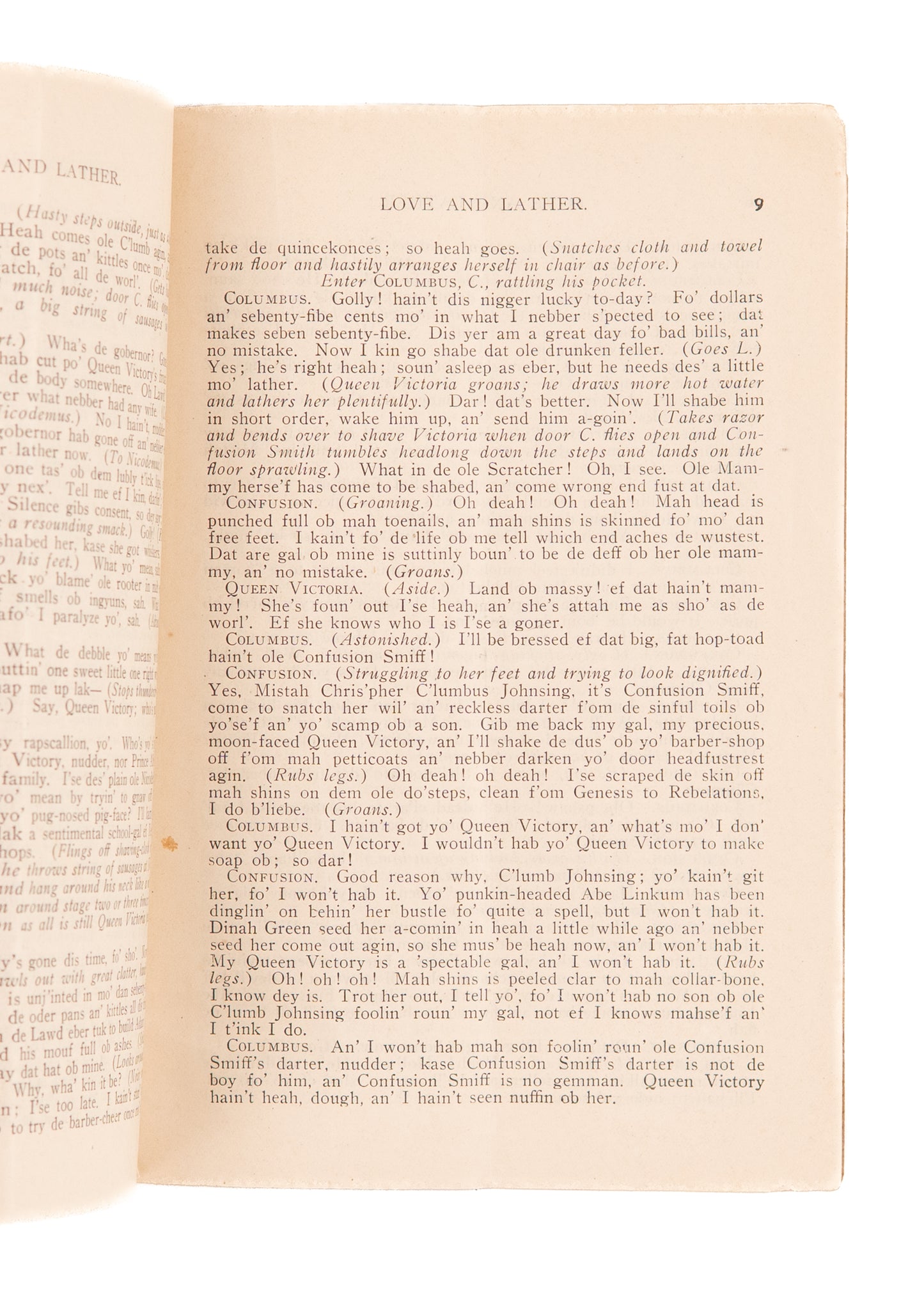 c. 1900 BLACK-FACE FARCE.Love and Lather: A Negro Farce in One Act - Minstrels.