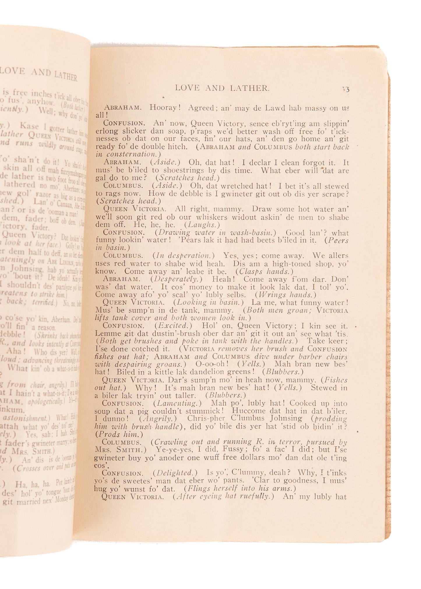 c. 1900 BLACK-FACE FARCE.Love and Lather: A Negro Farce in One Act - Minstrels.