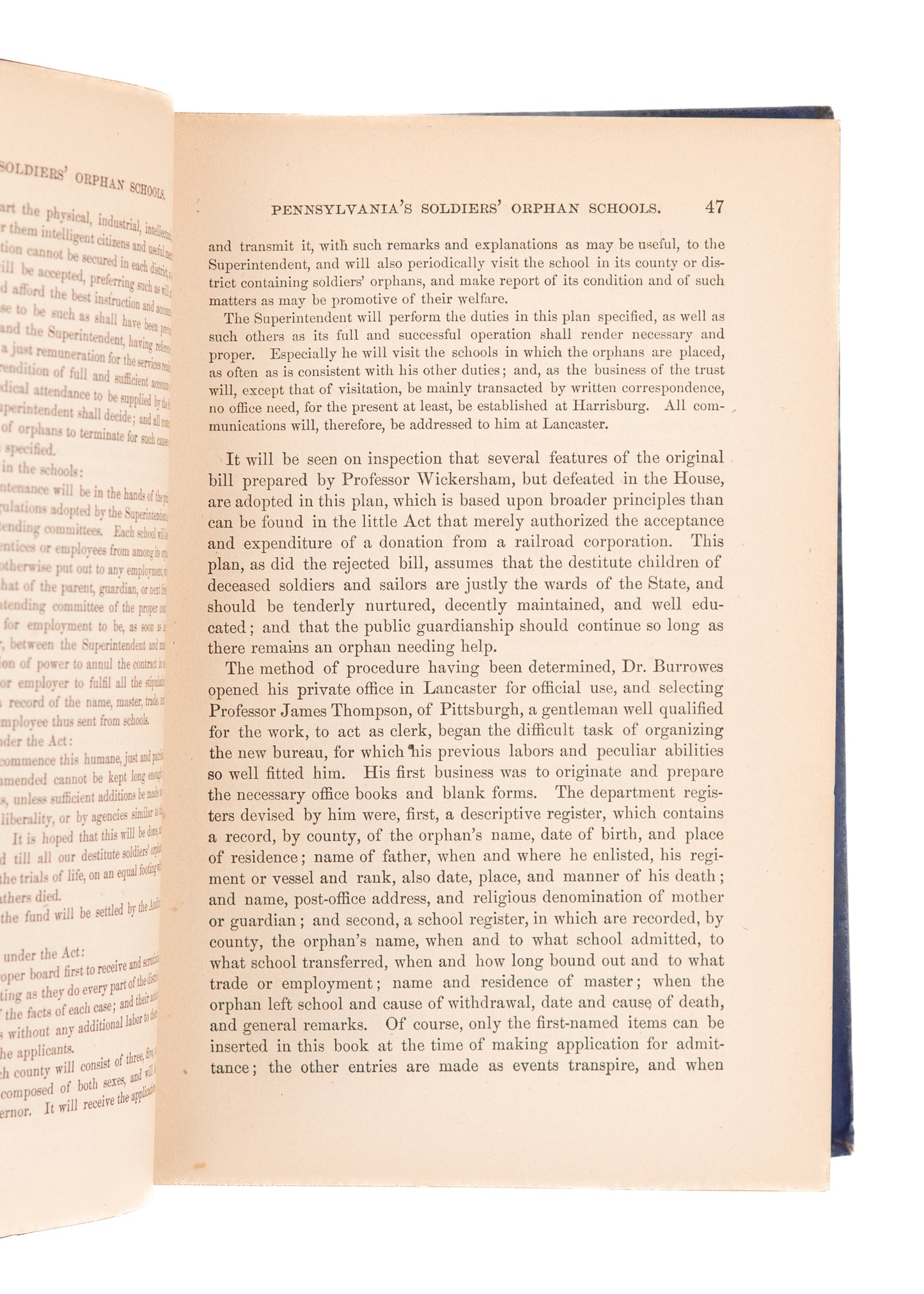 1877 JAMES LAUGHERY PAUL. The Orphan Epidemic after the Civil War in Pennsylvania.