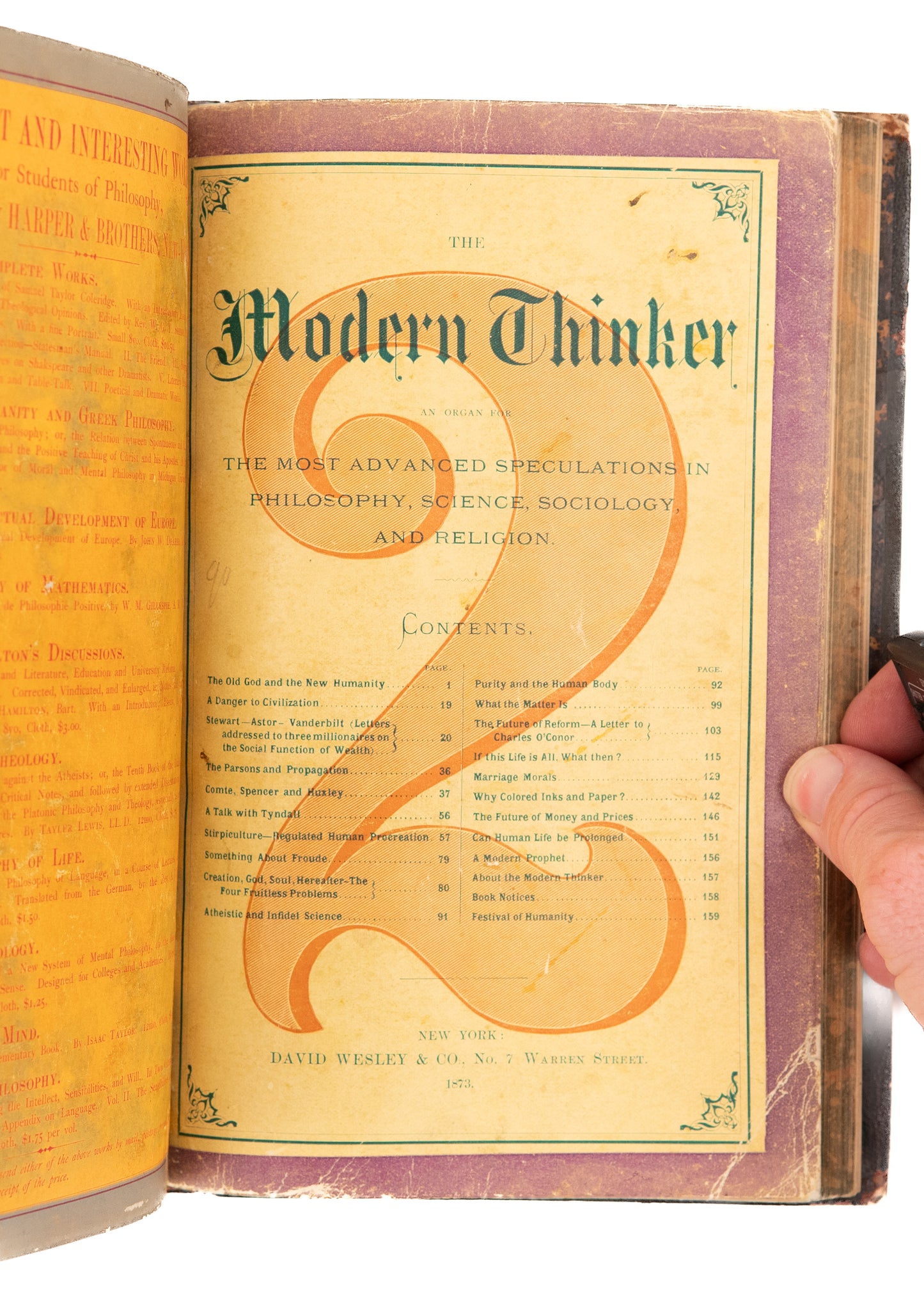1870 & 1873 D. GOODMAN [ED.]. The Modern Thinker. Rare Radical Free Love, Socialist, etc.