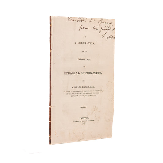 1822 CHARLES HODGE. The Importance of Biblical Textual Criticism &c.. Signed by Samuel Miller