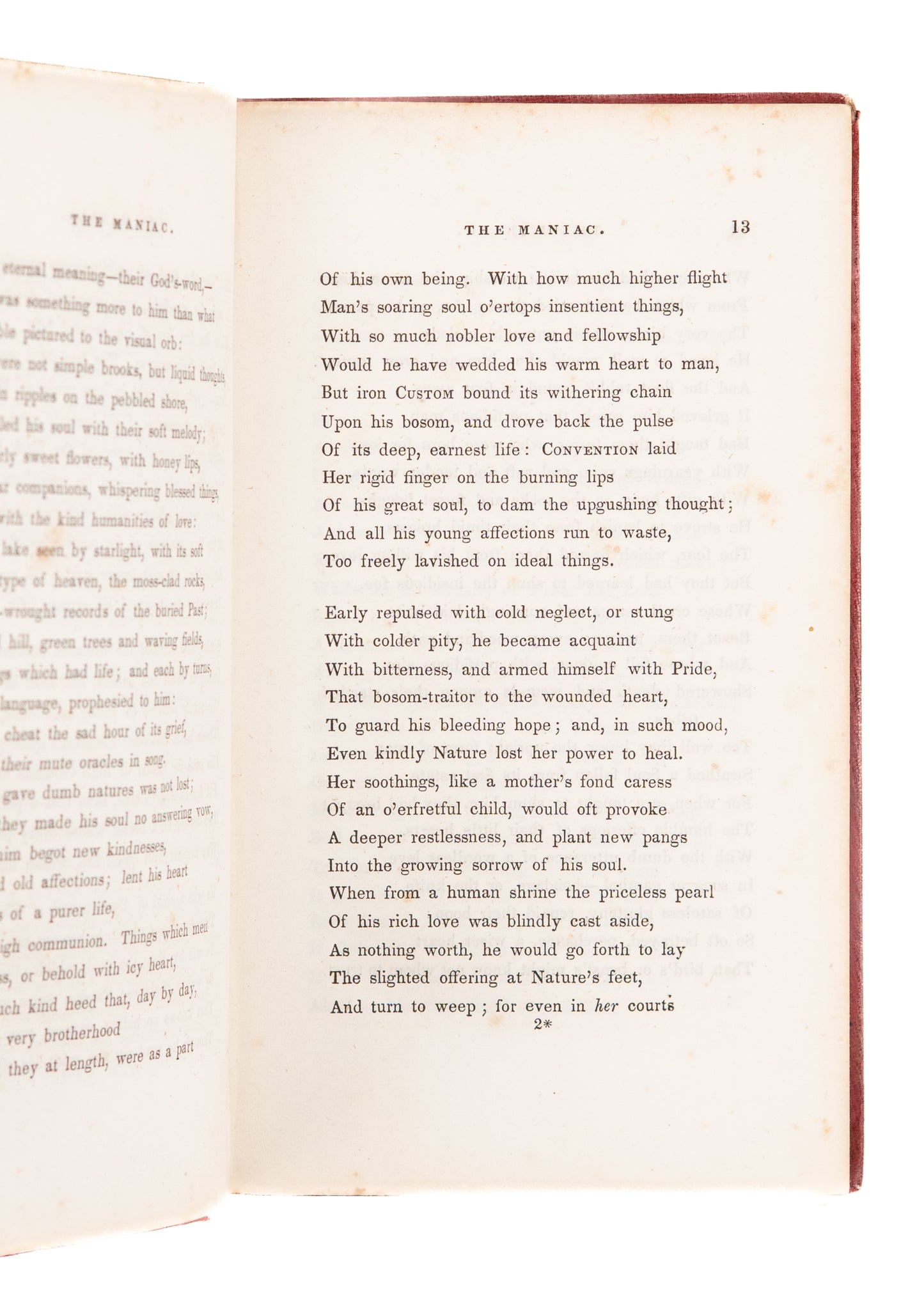 1849 GEORGE SHEPARD BURLEIGH. The Maniac and Other Poems on Slavery, Mental Illness, &c.