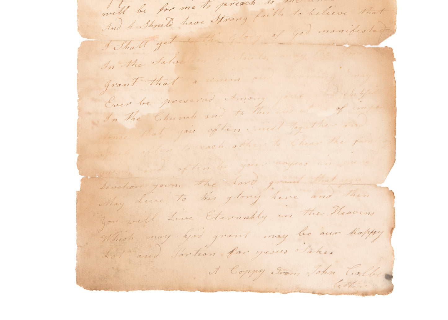 1814 JOHN COLBY. Exceptional Unpublished Letter by Freewill Baptist Revivalist