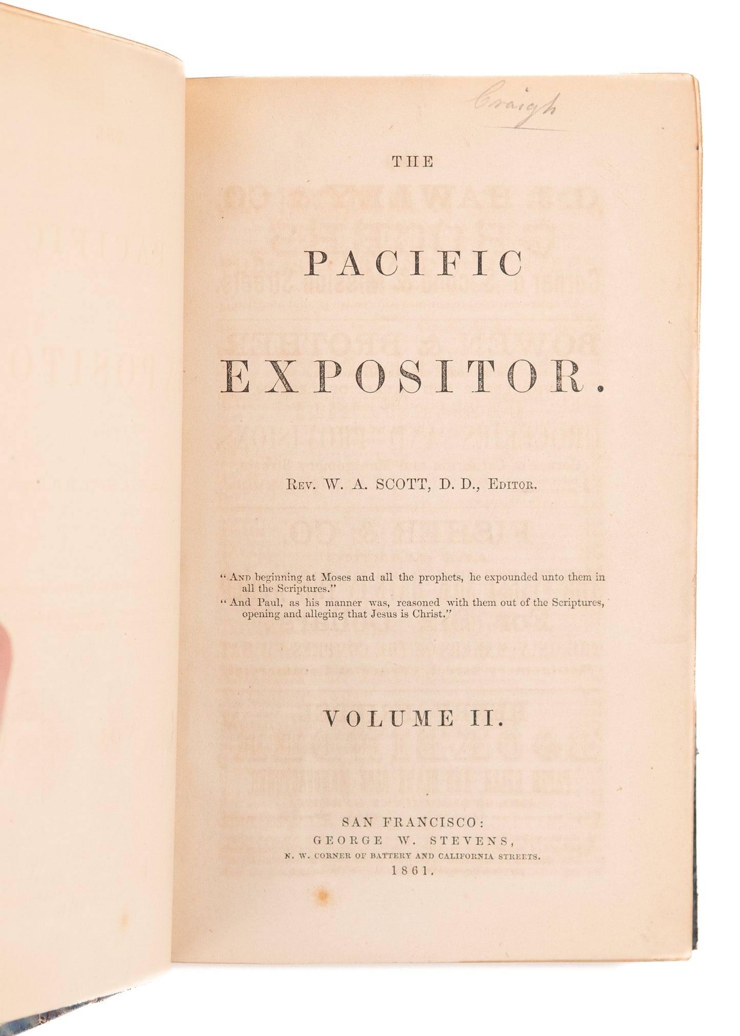 1861 SAN FRANCISCO. The Pacific Expositor. Rare California Civil War Imprint - Mormonism - Education &c