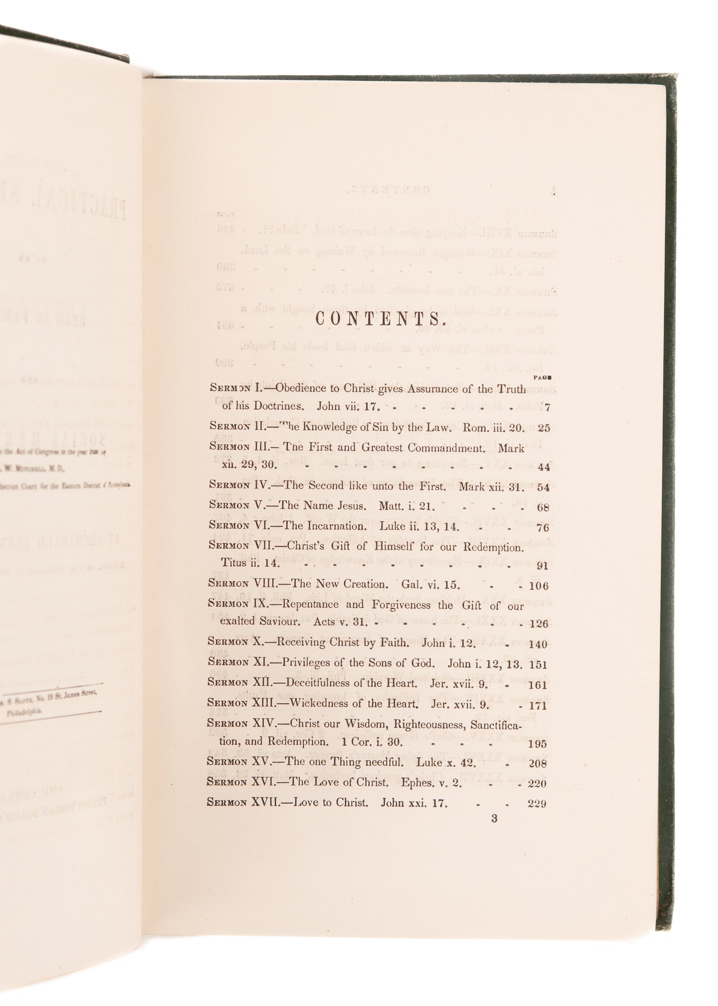 1850 ARCHIBALD ALEXANDER. Practical Sermons for Family Reading. Princeton-Presbyterian.