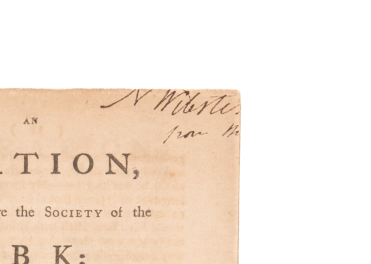 1797 NOAH WEBSTER. Signed Oration before the Phi Beta Kappa Society - Postmillennial Vision.